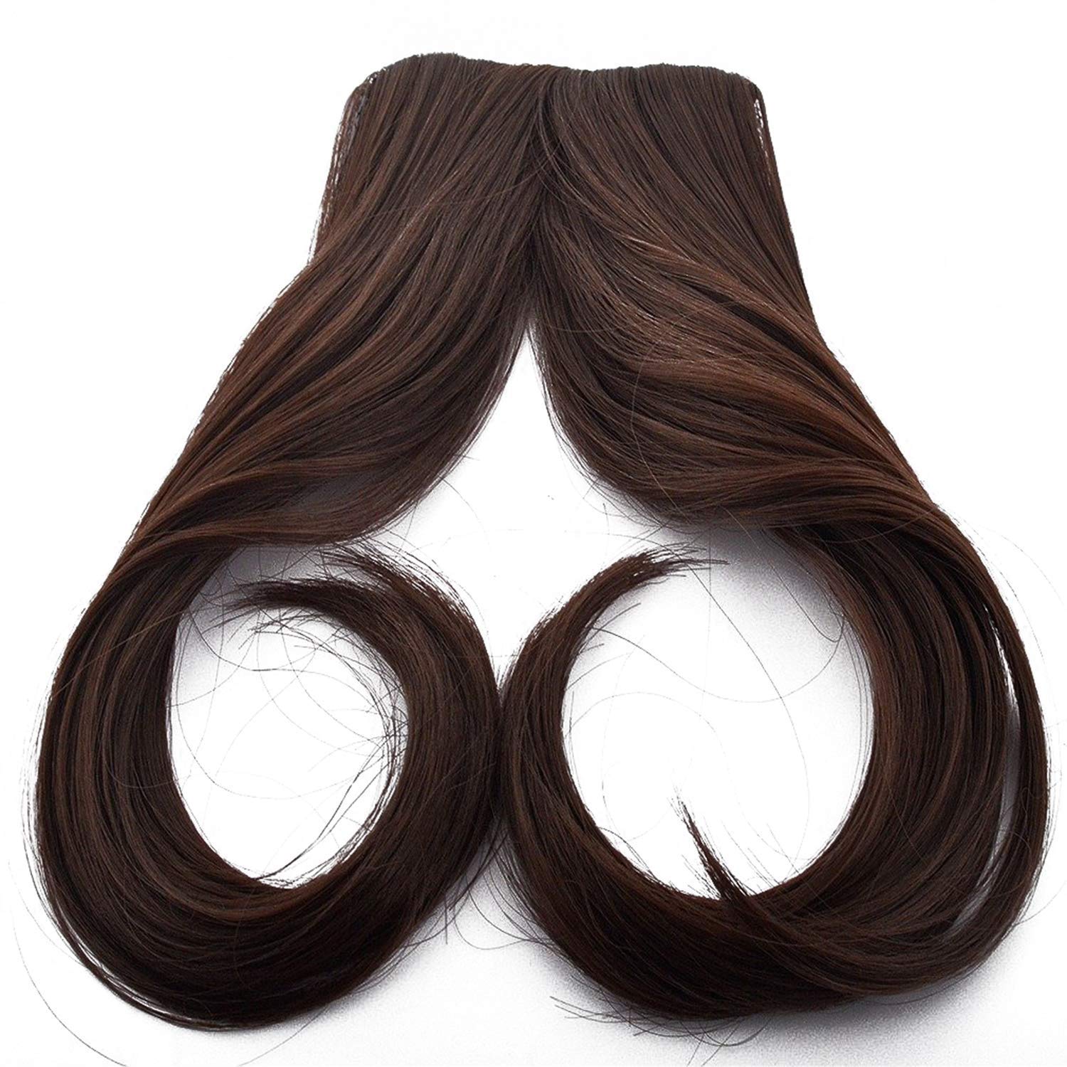 Fully Remy Human Hair Fringes Extension/Hair Piece Front Bangs For Women And Girls Center Partition Cut (Medium Brown) Pack Of 1 3