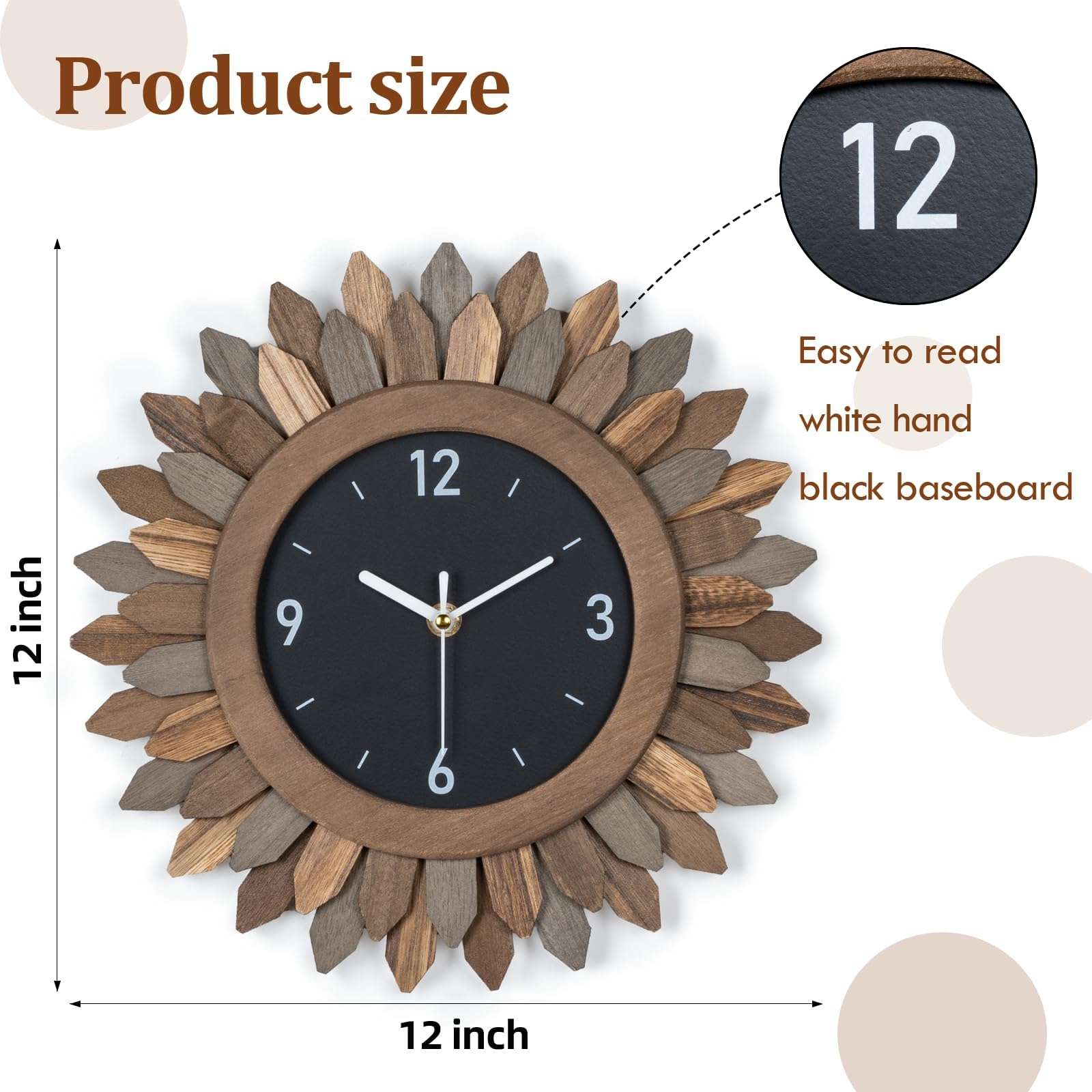 Honiway Large Boho Mirror and Wall Clock trilcolor 4