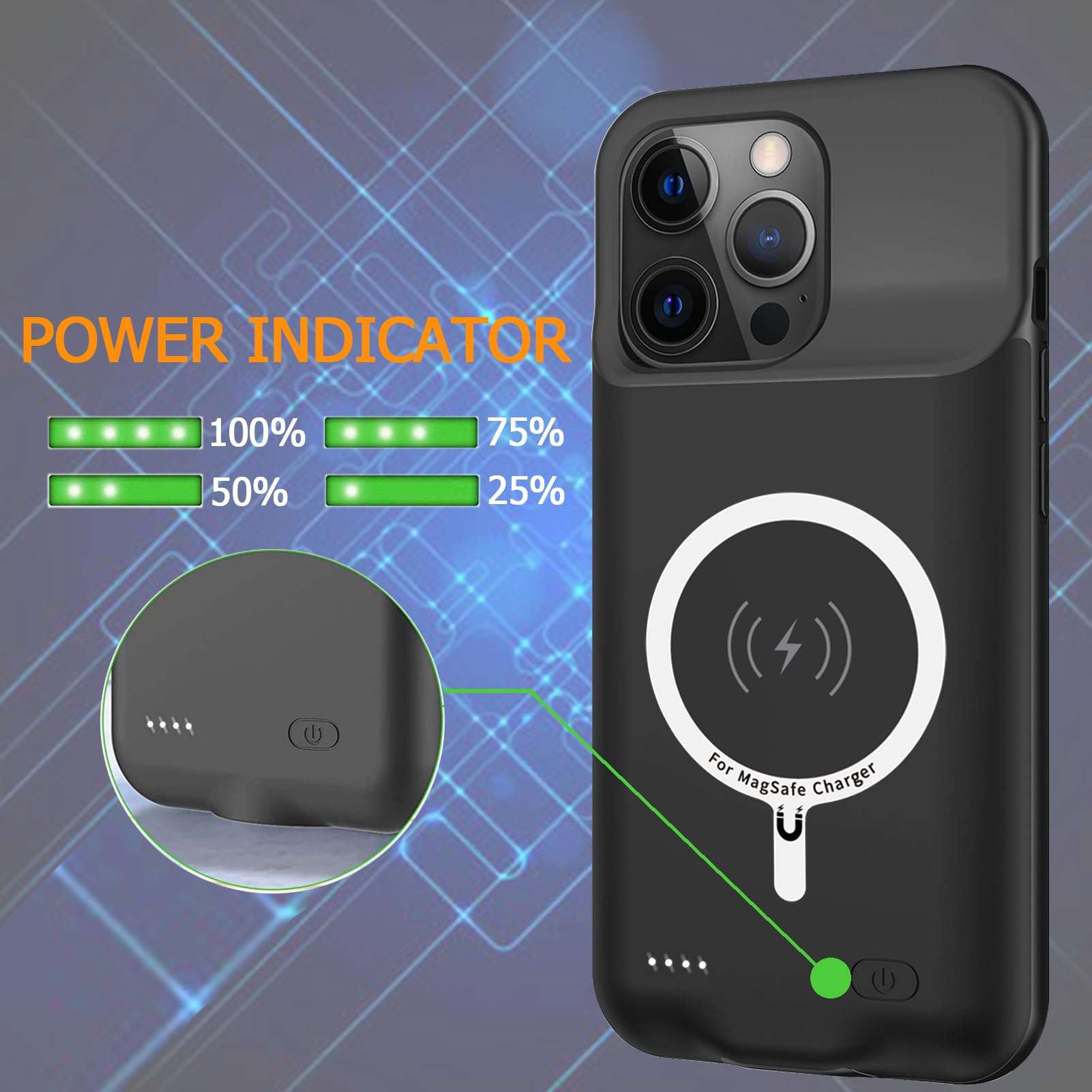 KCKEM Battery Case forS 13 Pro Max (6.7 inch) Charger Case (Black) 5