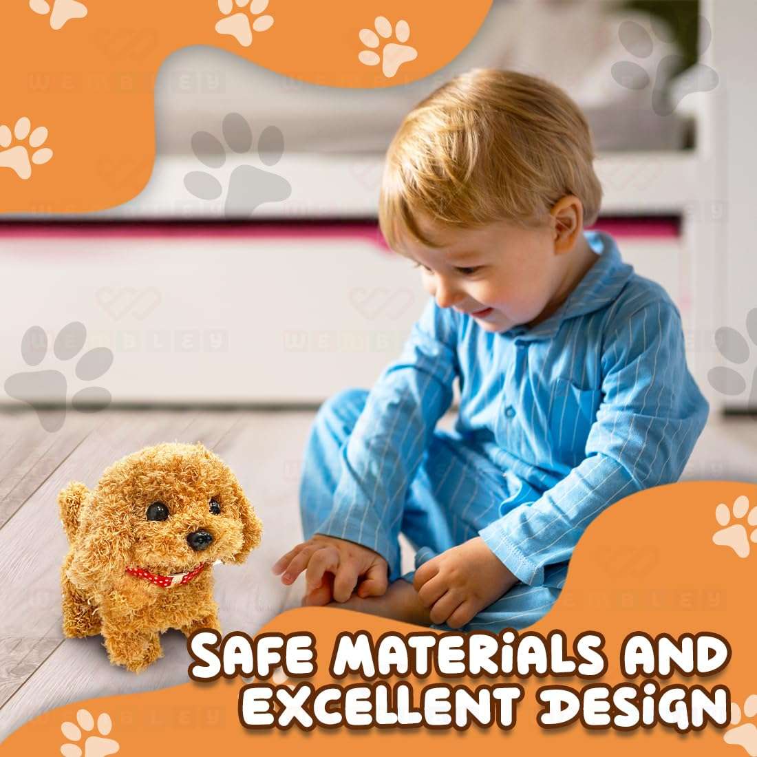 Wembley Cute Plush Puppy Toy| Soft & Interactive Battery Operated Toy| Walking, Barking & Jumping Pup for Kids| Tail Wagging Cute Realistic Pet| Birthday Gift for Babies (Brown) 5