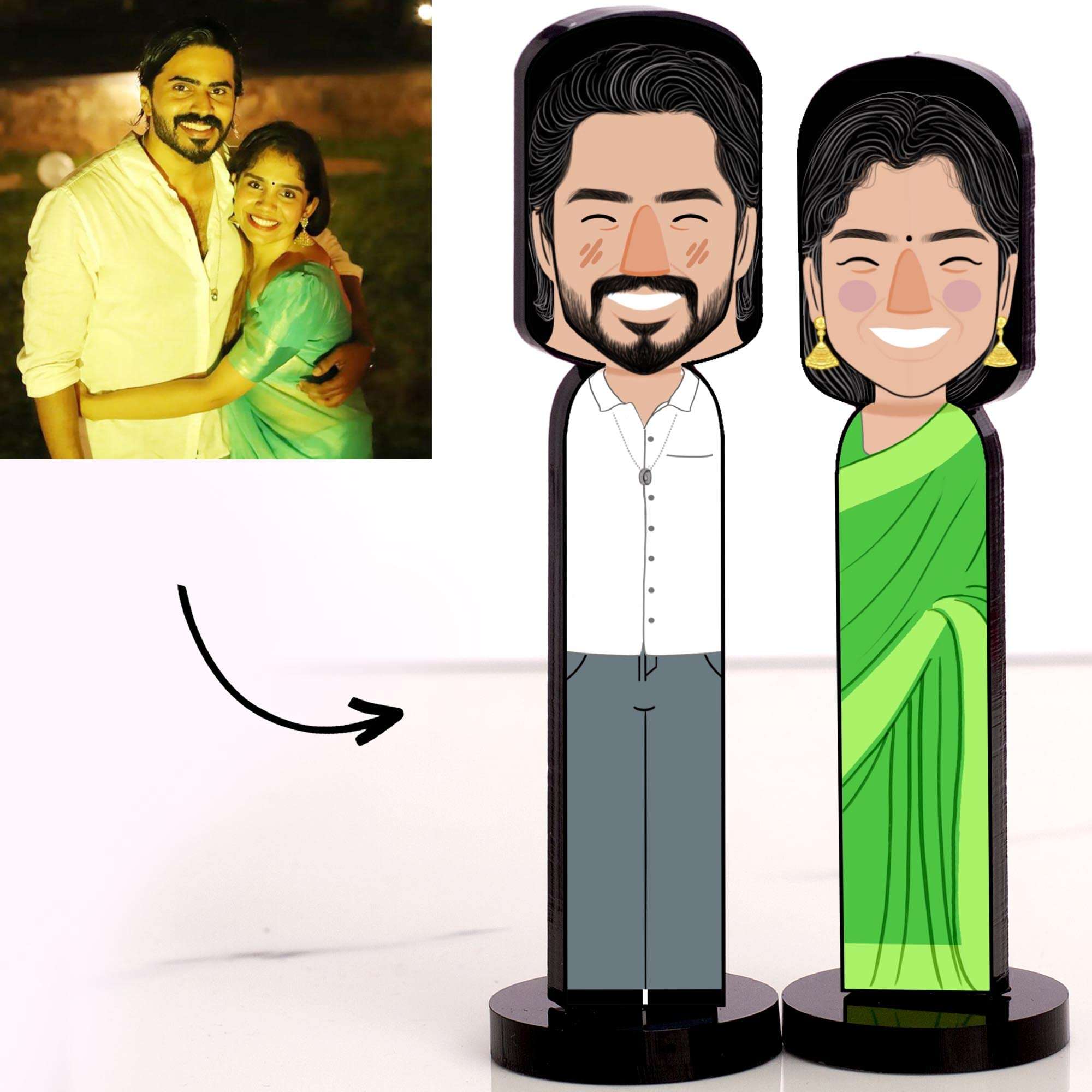 GULBONDA Personalized Miniature Figure (Set of 2), Gift for Anniversary, Birthday, Husband, Wife, Girlfriend | PMMA | Customized, (Size: 16x4x0.8 cms) 1