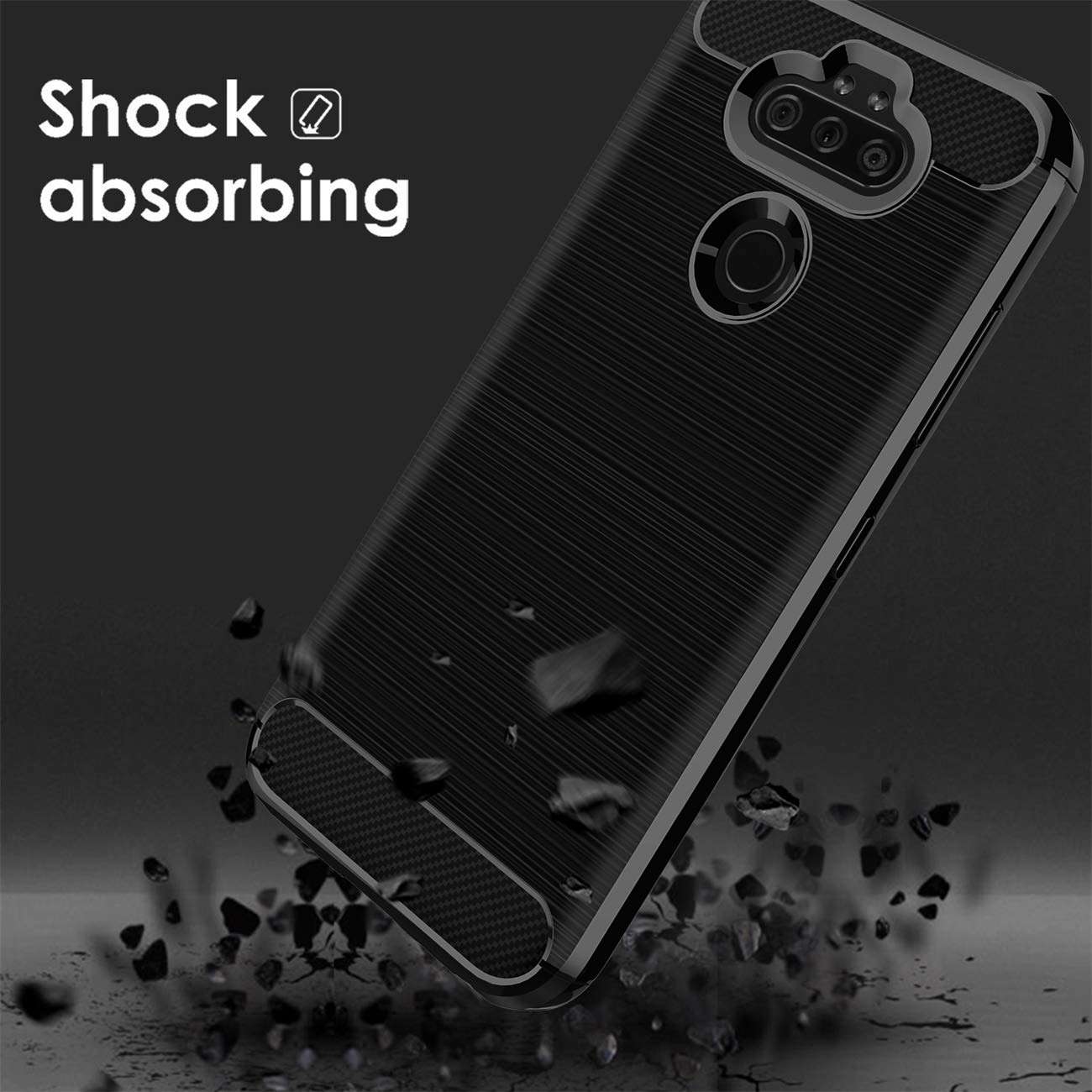 CaseRoo for LG Aristo 5 Plus Case,LG K31 Case,LG Aristo 5 Case,LG Phoenix 5/LG Risio 4/LG Fortune 3/LG K8X Phone Casew[2 Pack] Soft Screen Protector,Carbon Fiber Slim Protective Cover-Black 5