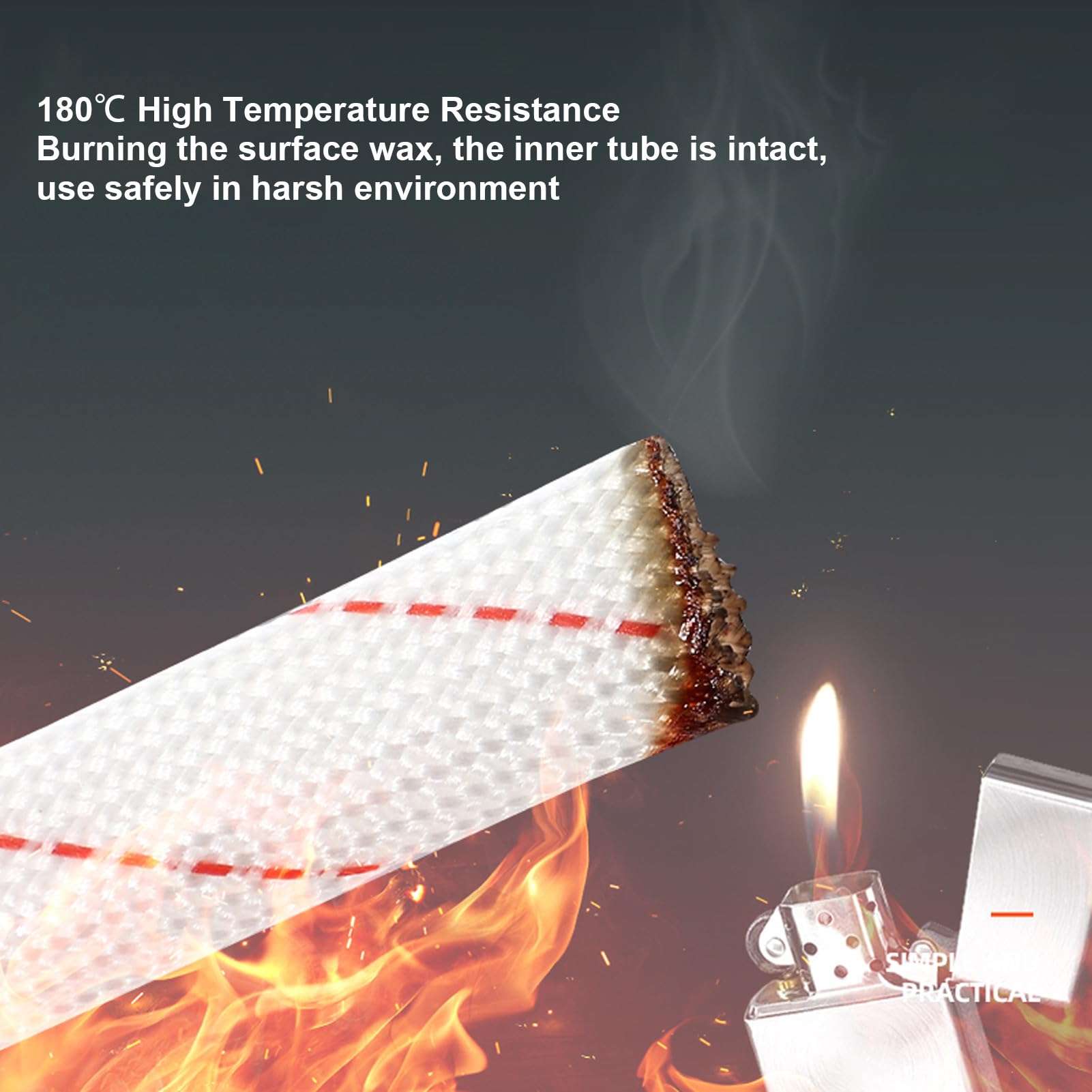 Cable Braid Sleeving 12mm x 100m Insulation Sleeve Glassfiber PE Coating, Electrical Wire Harness Household Equipment for Electric Heating Devices 3