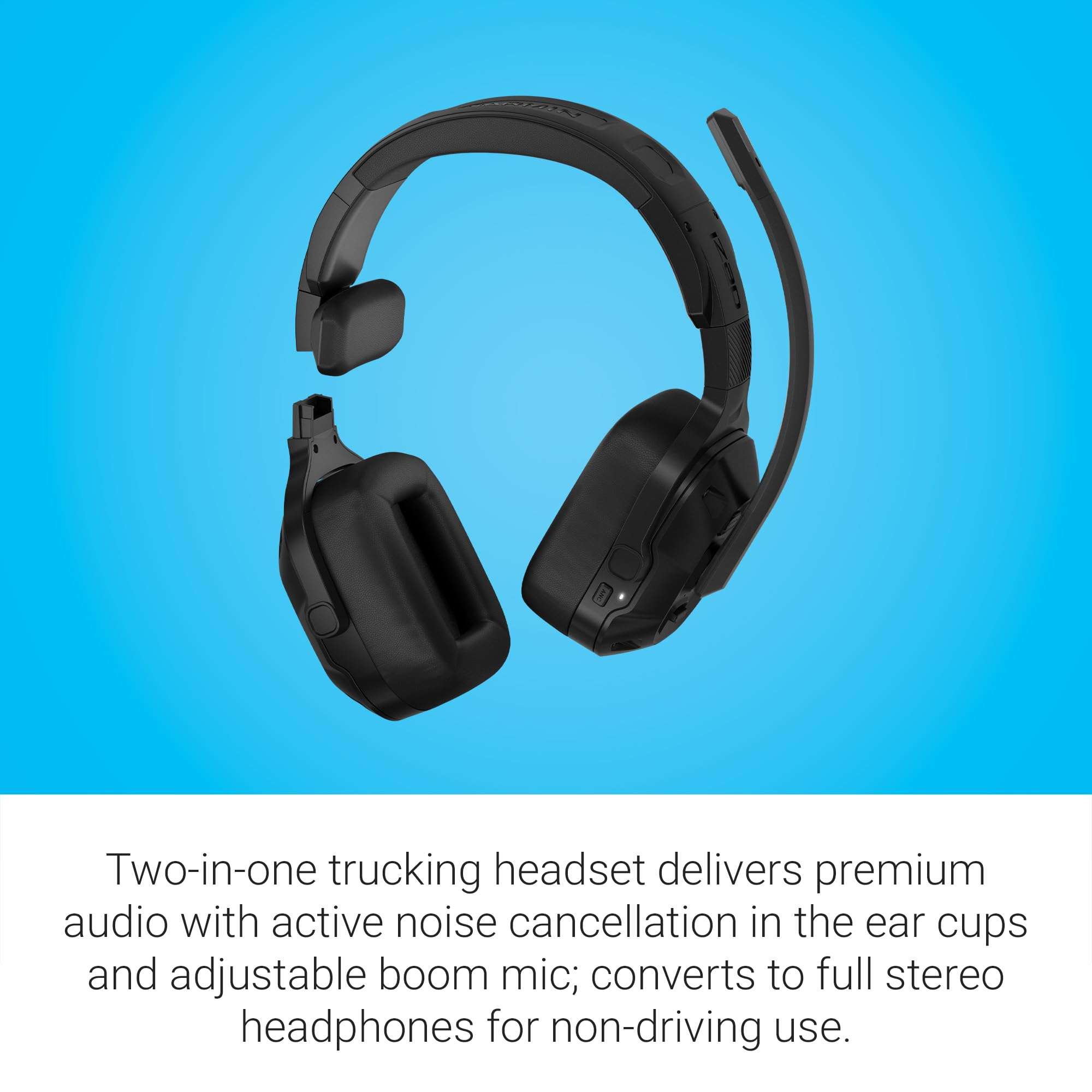 Garmin dēzl™ Headset 210, 2-in-1 Premium Trucking Headset, Active Noise Cancellation, Long Battery Life, 60 Hours of Talk Time, Built-in LED Flashlight, Convertible Design 3