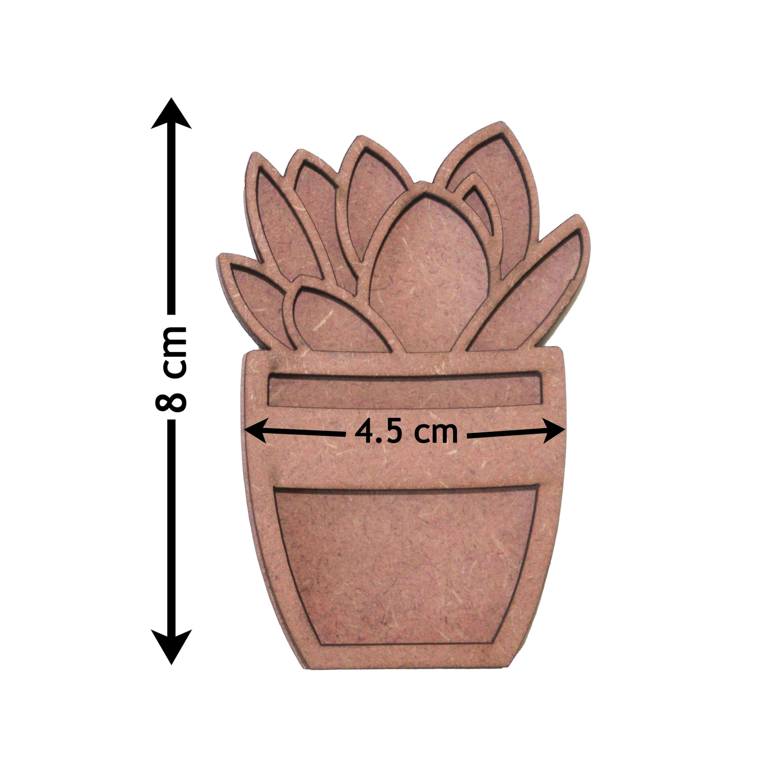 ZROSY Small MDF Double Layer Cactus Pot for Painting, Fridge Magnet and Resin Art. 5