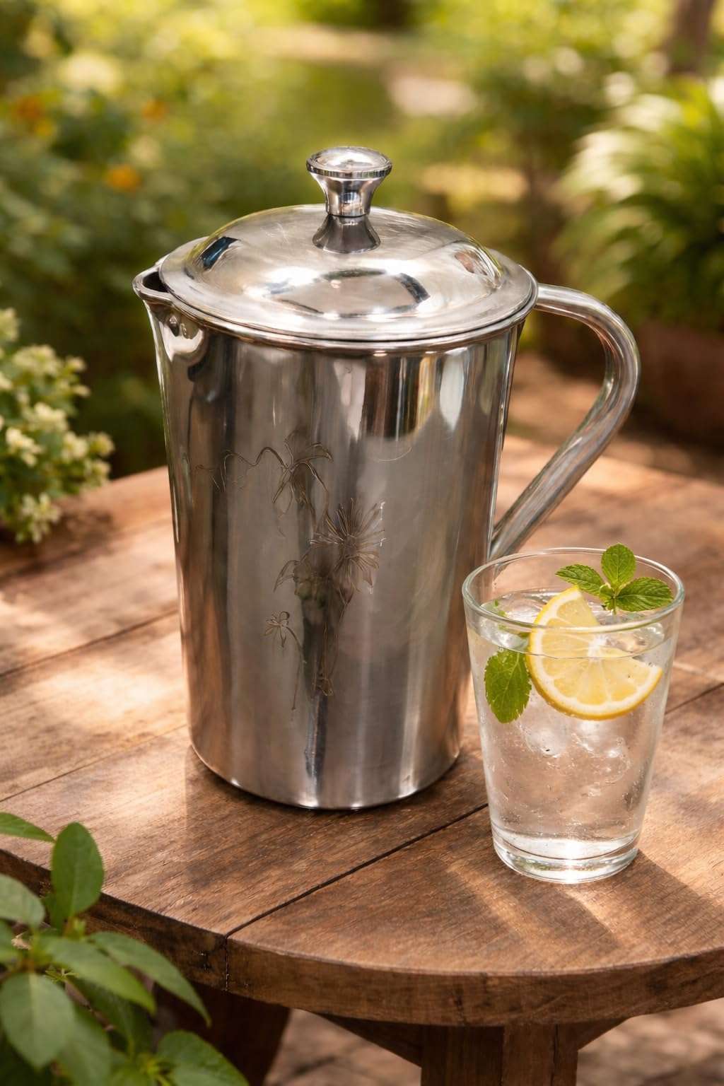 Royal | 2 Litre Stainless Steel | Serve Water JUG | Water Pitcher | RUSTFREE | Durable | Laser Flower Design 6