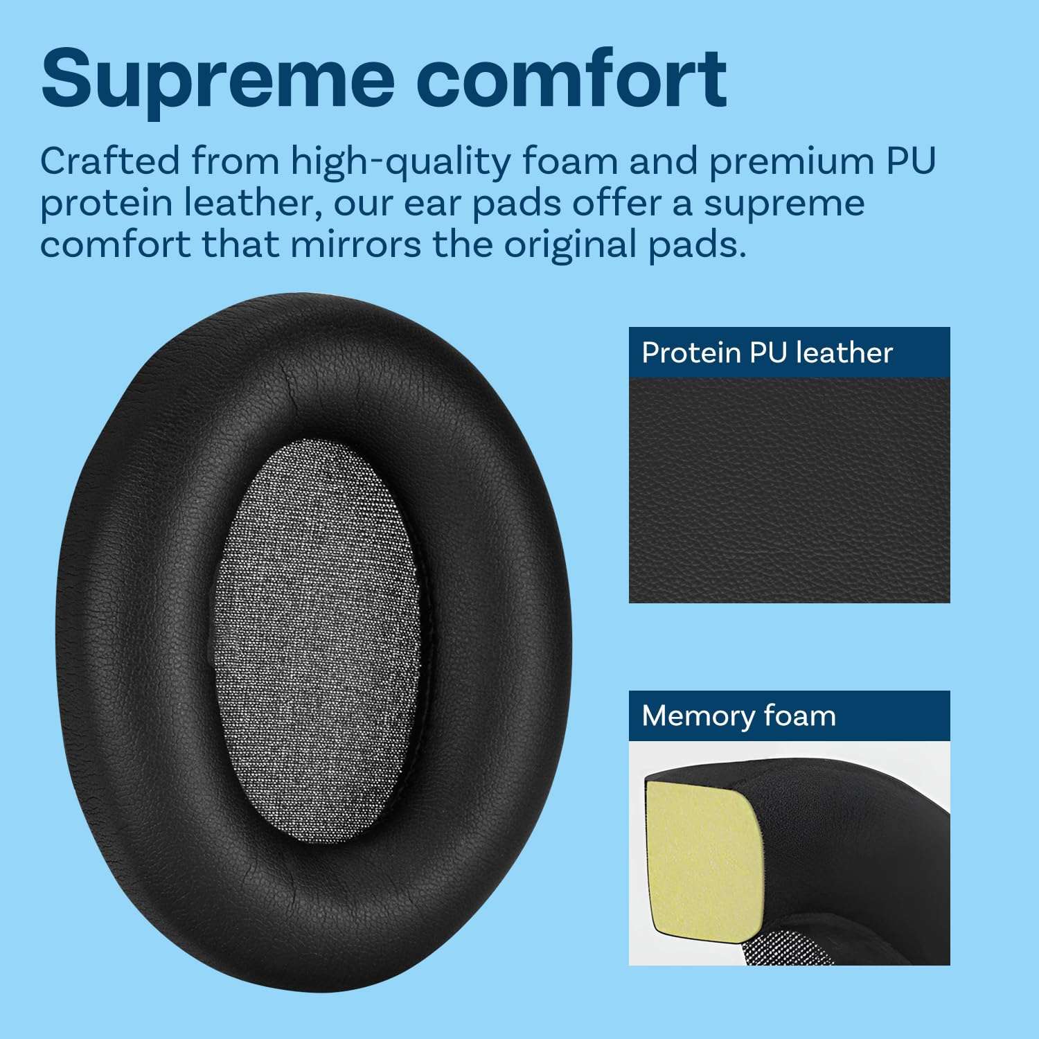 Ear Pads Replacement for Sony WH-1000XM4 Noise Cancelling Headphone by MMOBIEL - Memory Foam and Protein PU Ear Pad Cushions - Noise Isolation Earpads Replacement – Black 4