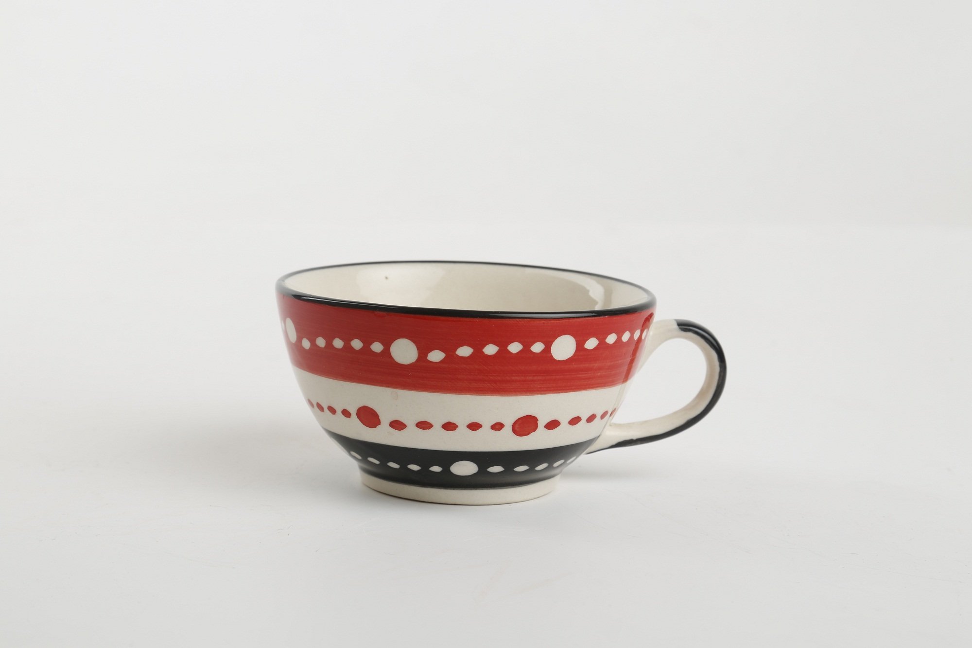 Caffeine Ceramic Handmade red & Black Dotted 2 in1 Tea pot (Set of 2, Single Kettle with Cup) 6
