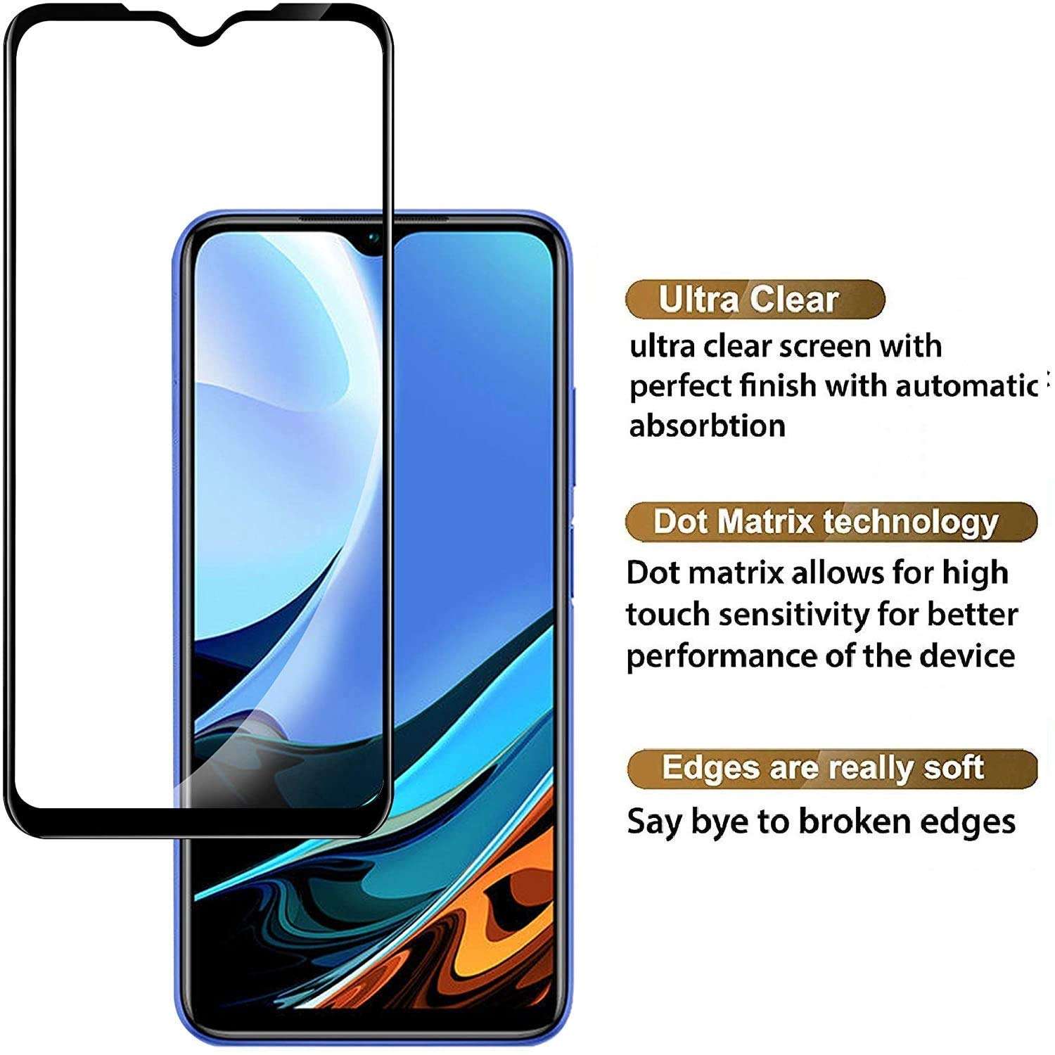 DD SON (Black 11D Tempered Glass for Redmi 9 Prime/Xiaomi Poco M2/Poco M3/Redmi 9 Power (2020) (11D) -Edge to Edge Full Screen Coverage 3