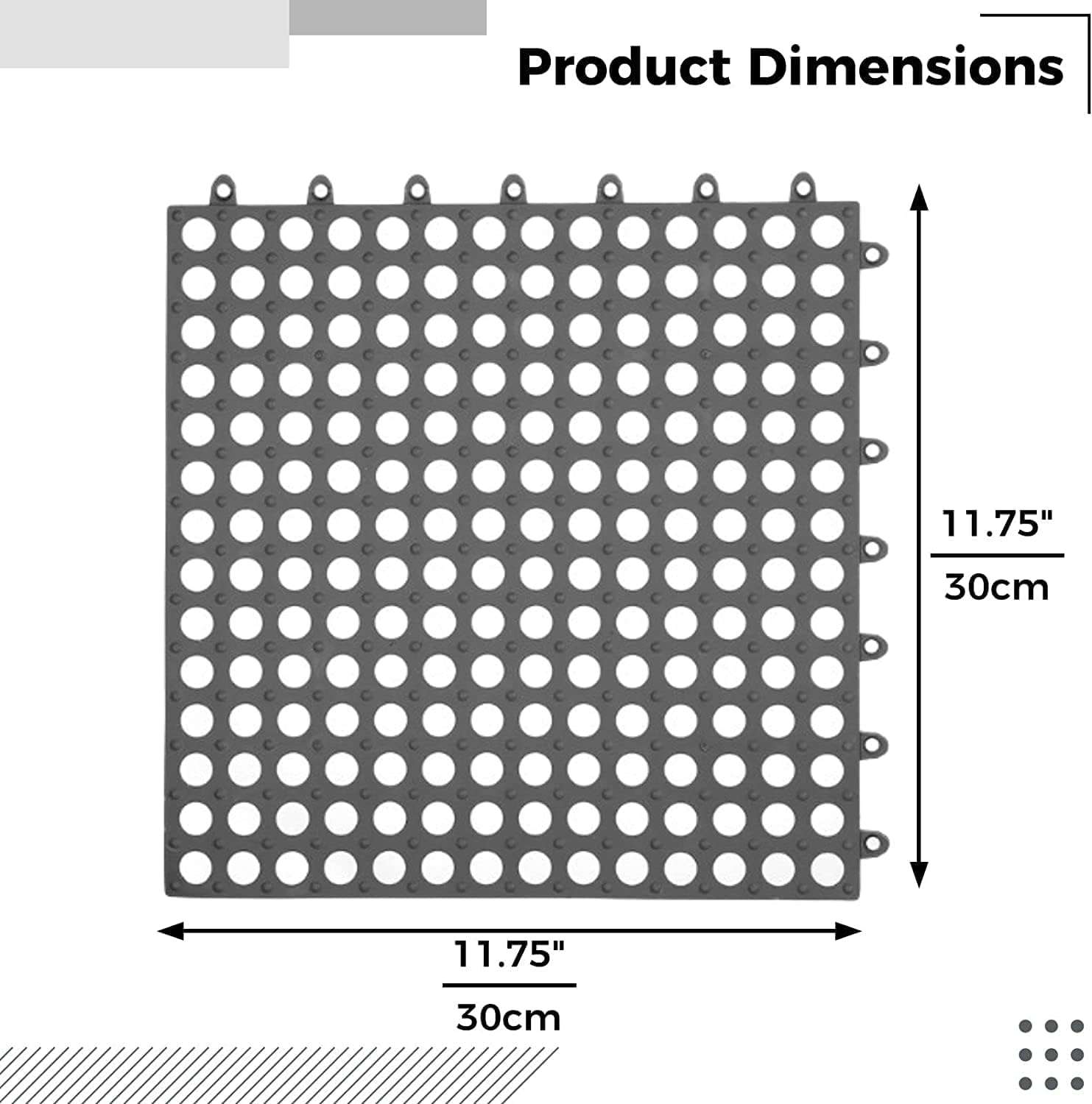 REDMART Interlocking Non-Slip Bathroom Floor Tiles with Drain Holes - Soft PVC Massage Bath Mats for Shower, Pool Deck, Patio & Garage - DIY Splicing Cushion Mat (Grey/White, Pack of [6]) 3