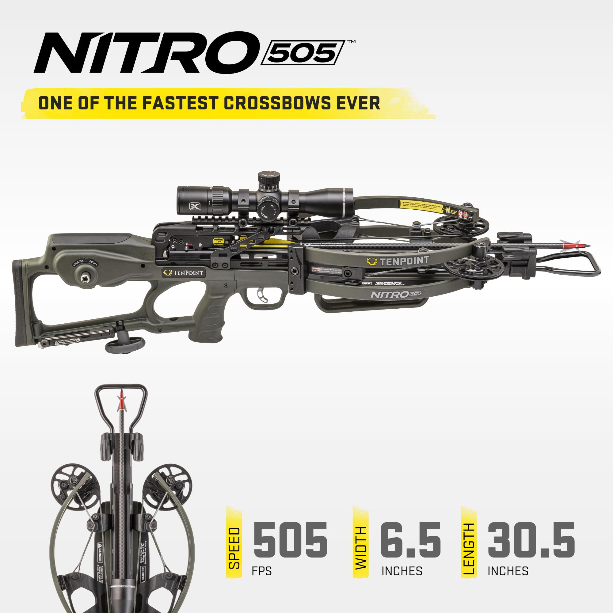TenPoint Nitro 505 Crossbow, Moss Green - 505 FPS - Equipped with 100-Yard EVO-X Marksman Elite Scope, Scope Struts + ACUslide Cocking & De-Cocking System - Reverse-Draw Design 4
