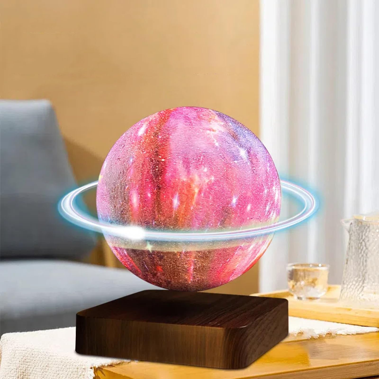 ZSUXKPJGD Maglev Galaxy Planet Lamp, Colorful Dream Creative Atmosphere lamp Home Warm Ornament Decoration, Base Length, Width, Height 5.2 inches * 5.2 inches * 1.1 inches 4