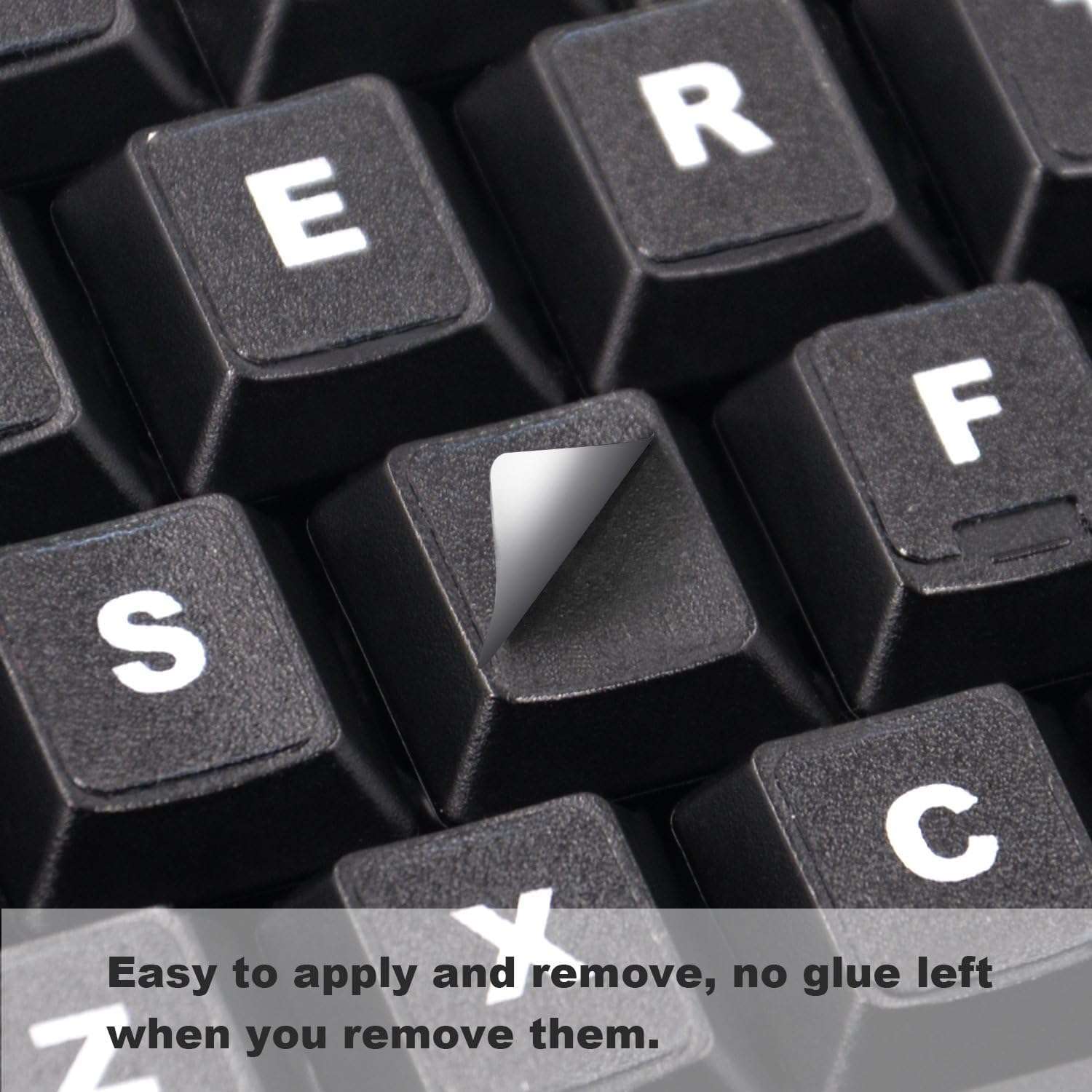 Jesra® Universal English Keyboard Stickers - 2PCS Matte Replacement With White Font on Black Background for Desktops & Laptops 3