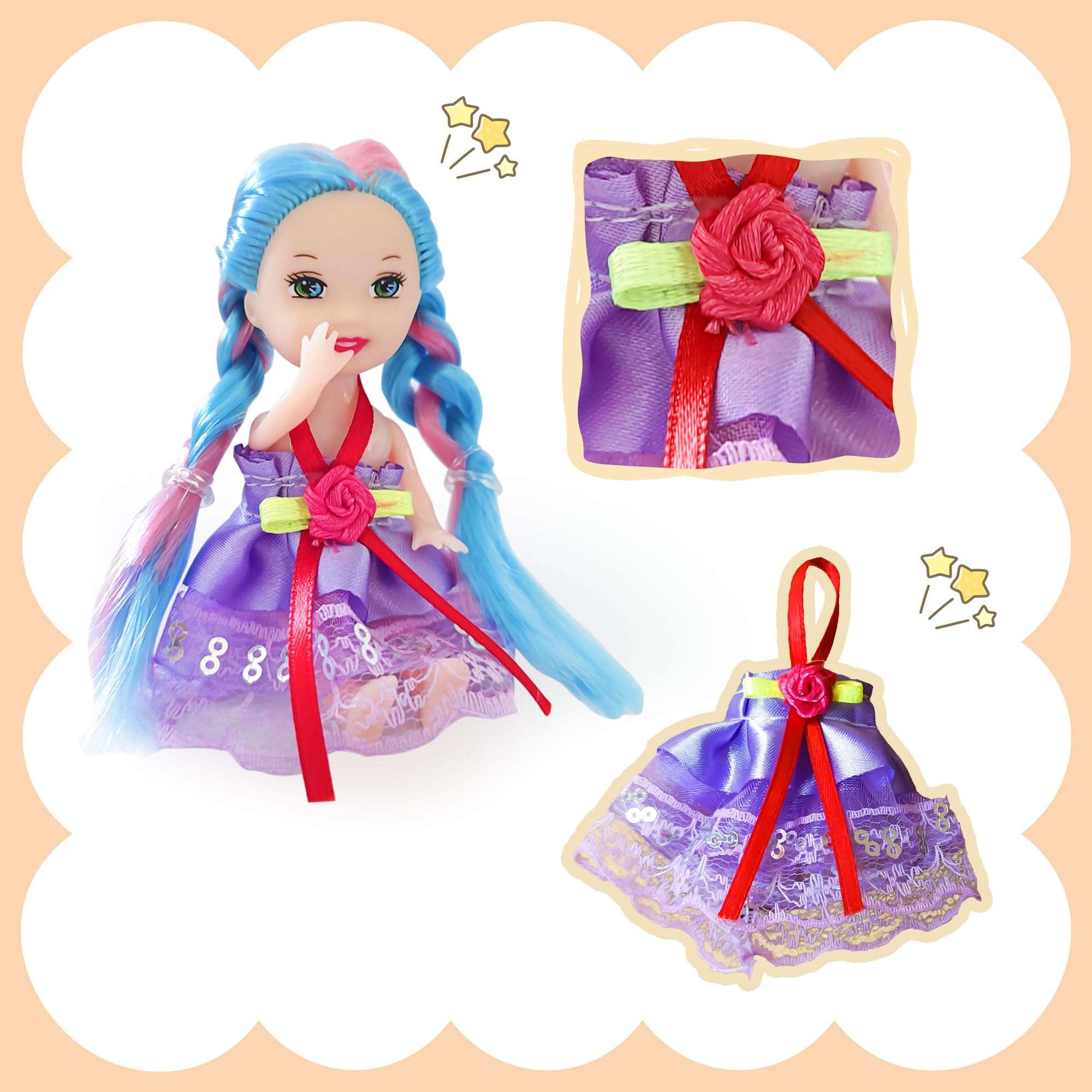 Huang Cheng Toys: 10 Sets of 4-Inch Mini Girl Dolls with Handmade Clothes & Doll Shoes 5