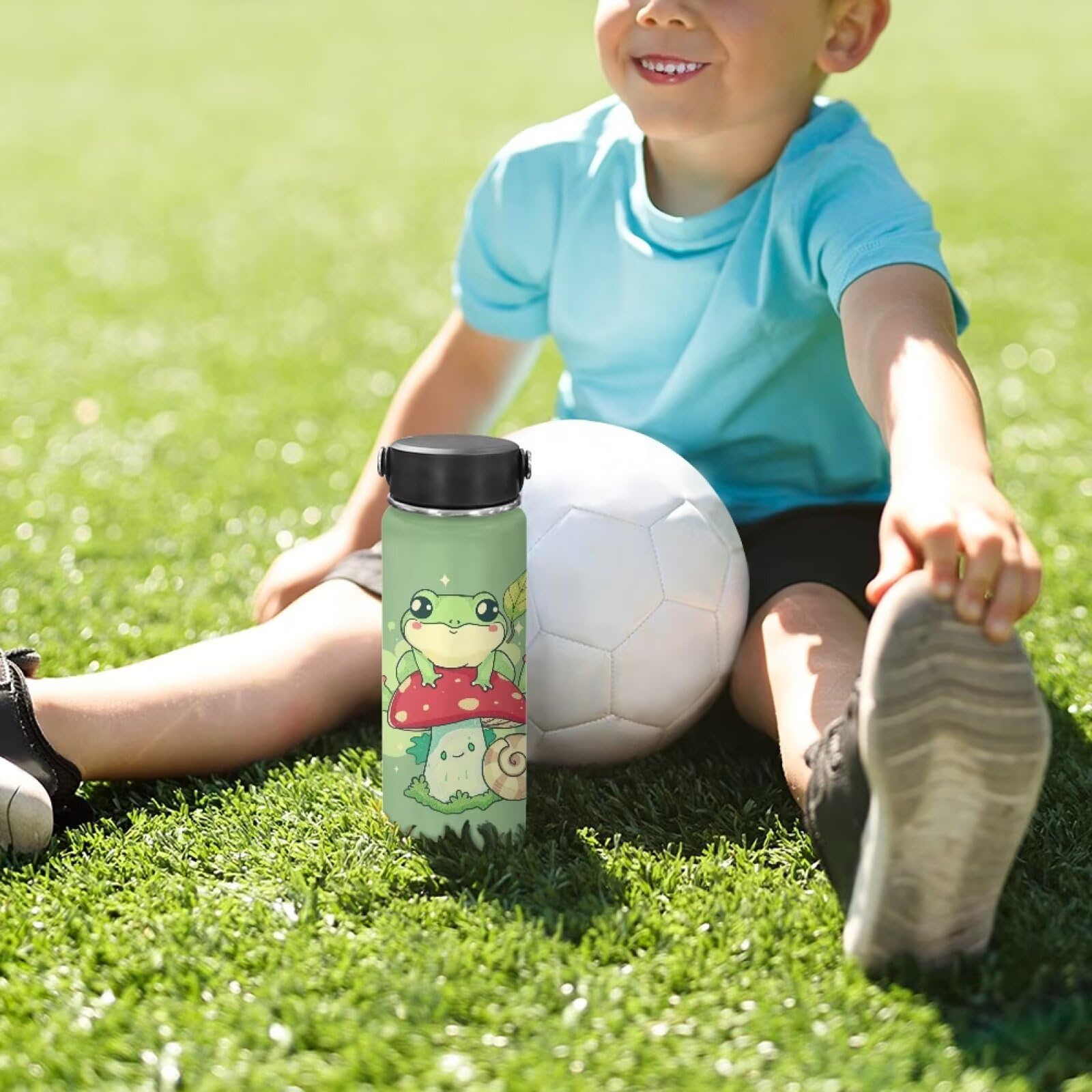 Bivxisrvo Green Frog Water Bottle Stainless Steel Insulated Vacuum Flask Thermos Lightweight Coffee Cup Travel Mug Leakproof Water Bottles Keep Cold 4-6 Hour Back To School Supply 6
