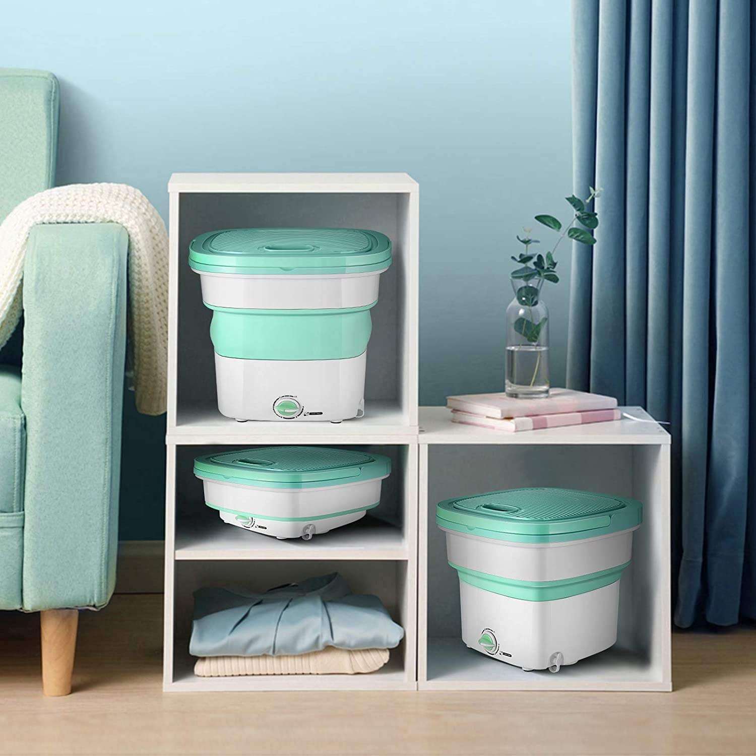 Nms Traders Mini Foldable high-Frequency Vibration Washing Machine | Portable Washing Machine - Ultrasonic Cleaning Machine | Small Automatic Portable Underwear Folding Washing Machine. 5