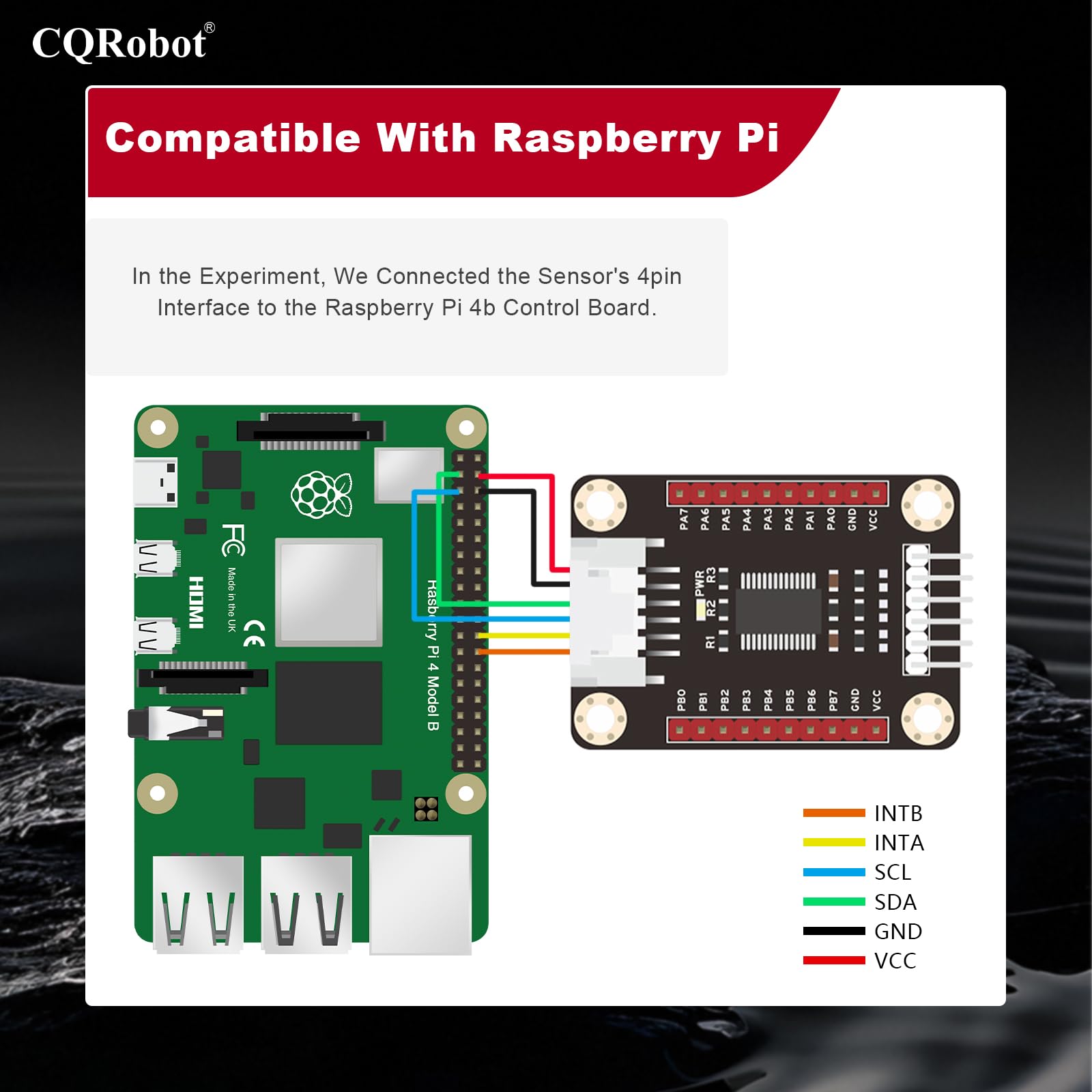 CQRobot MCP23017 IO Expansion Board Compatible with Raspberry Pi/Micro:bit/Arduino/STM32. I2C Interface Control, 2 Signal Pins Increase to 16 Input/Output Pins, Supports UP to 8 Simultaneous Uses. 4
