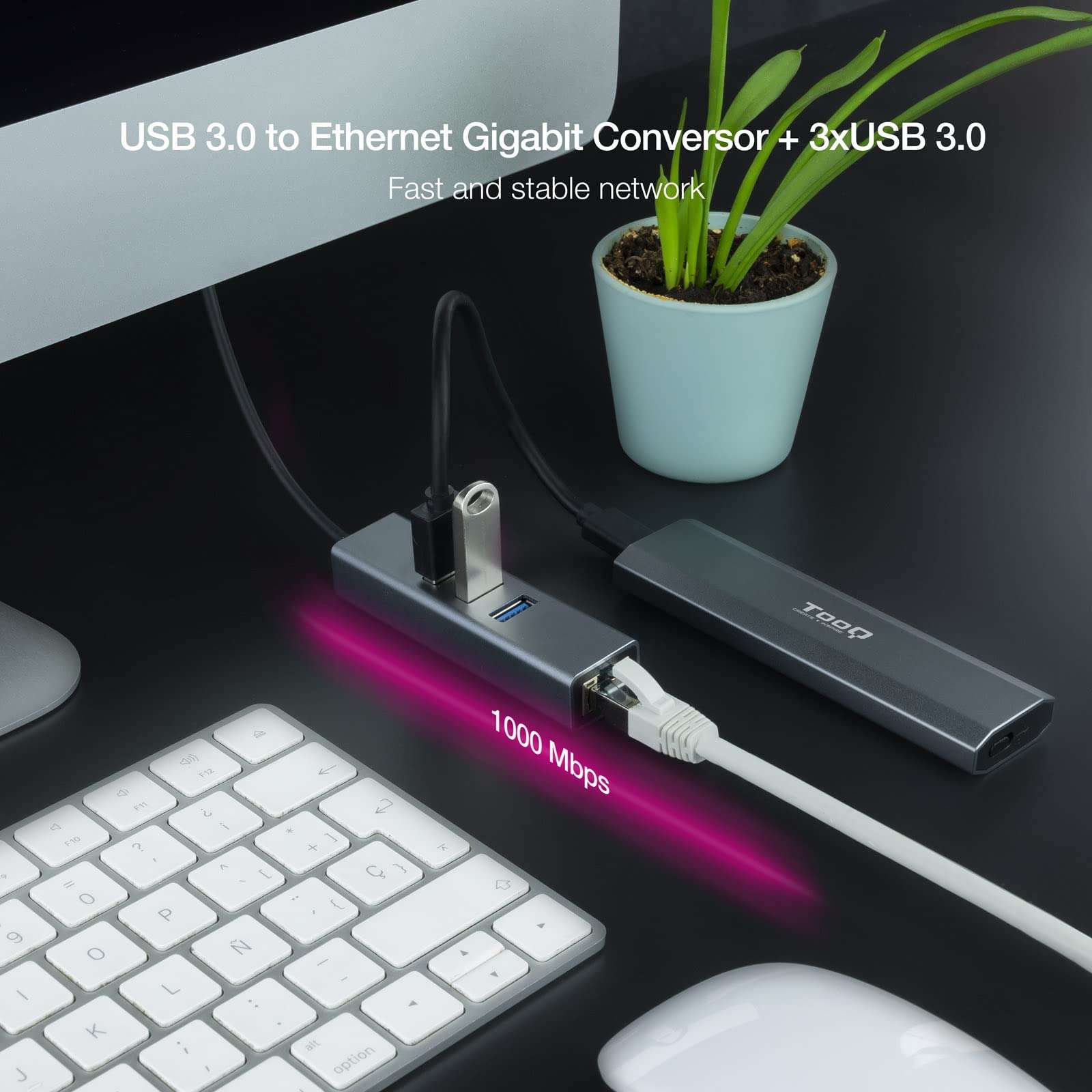 USB 3.0 to Gigabit Ethernet Converter & 3 Port USB 3.0 Hub Gray Cable Length 6" Ideal for Expanding connectivity of Devices with Limited USB Ports. 4