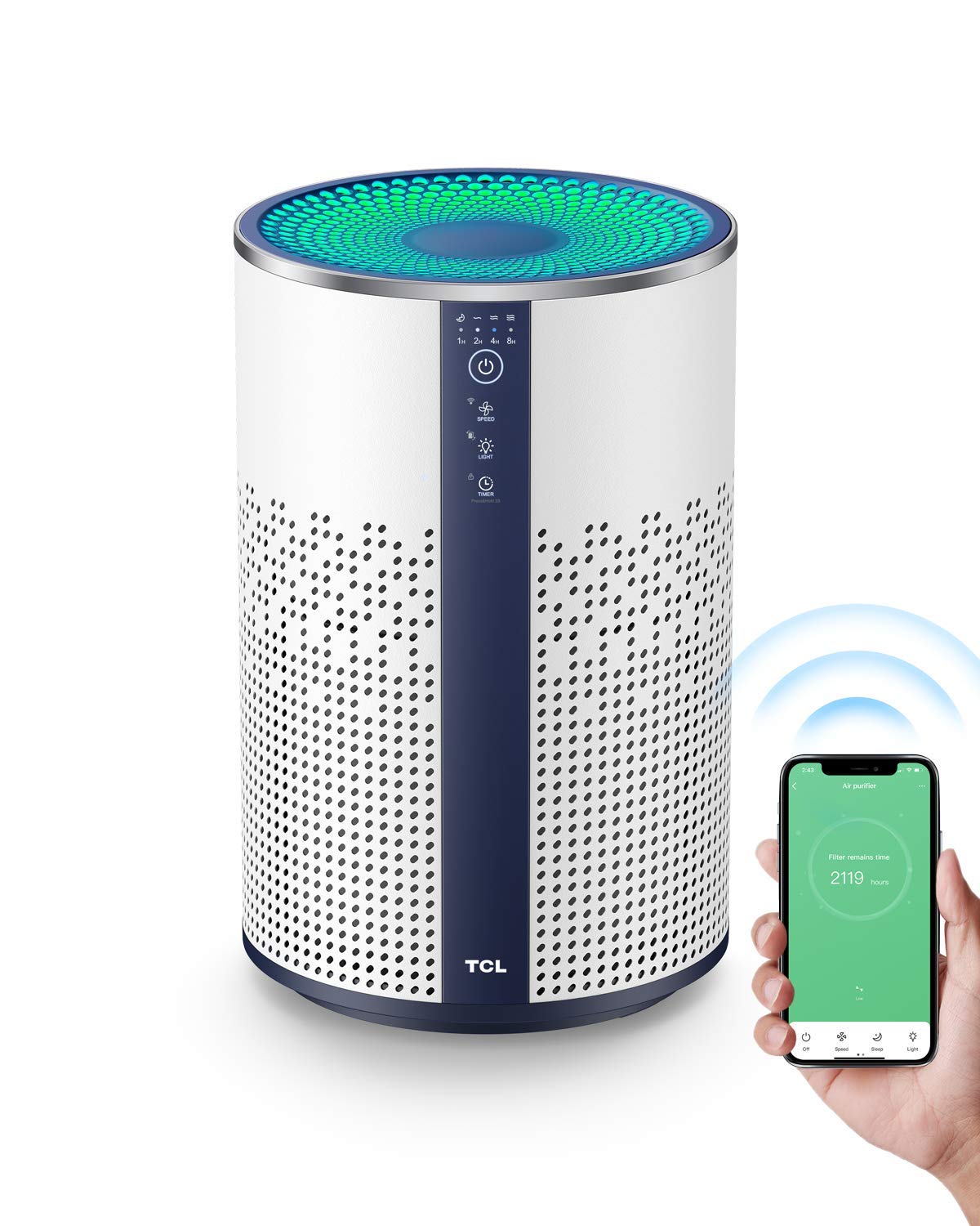 TCL Air Purifier for Home Room Bedroom, Smart WiFi Alexa Control, True H13 HEPA Air Filter Remove 99.97% Smoke Odor Pet Dander Dust Pollen Mold Air Cleaner Metal Design with Night Light 1