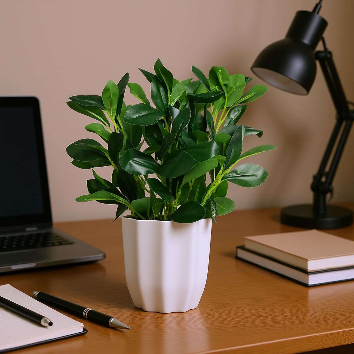 fancymart Plastic Artificial Rubber Plant With Pot Perfect For Home Decor And Office Decor, Ficus, Green 6