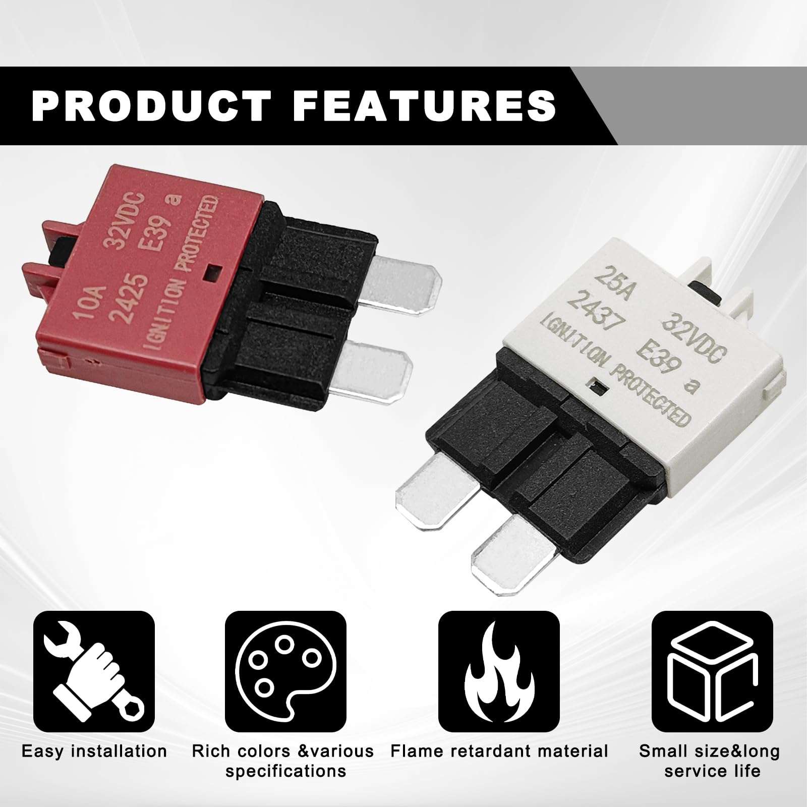 5PCS Manual Reset Low Circuit Breaker Blade Fuse E39-32V 15A Mini Fuse Circuit Breakers for Car Truck RV Automotive Marine Boat Trolling Motor &ATC ATO 32VDC 6