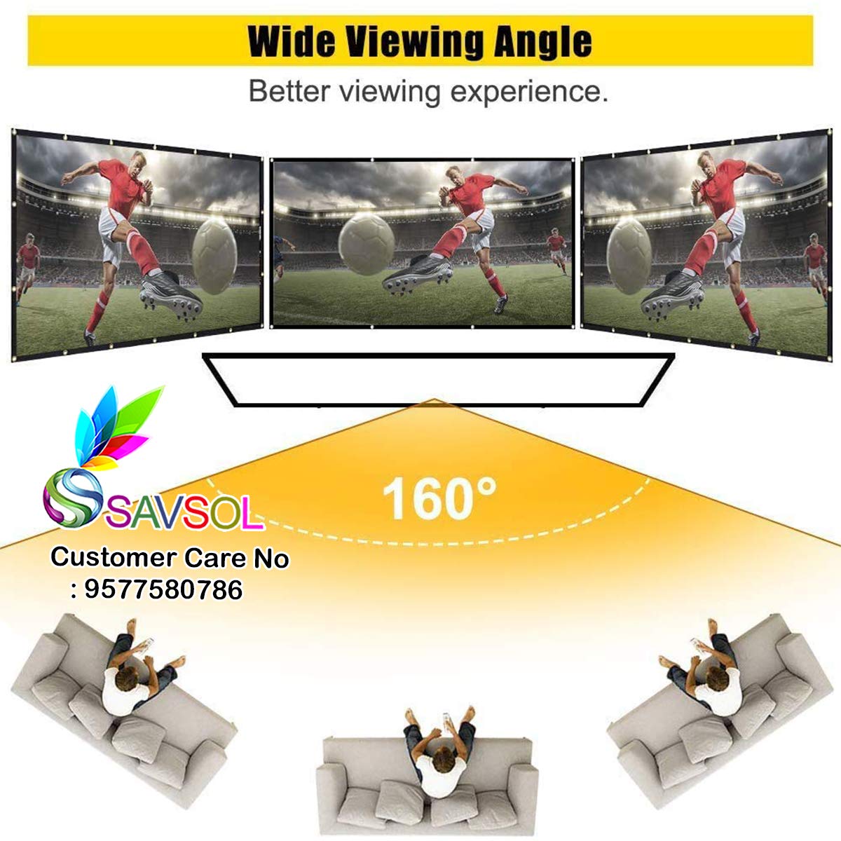 Savsol Projector Screen, Eyelet Screen (7 ft. (W) x 5 ft. (H) - 100" Inch) Diagonal Anti-Crease Projection Screen for Home Theater 4:03 Aspect Ratio 4