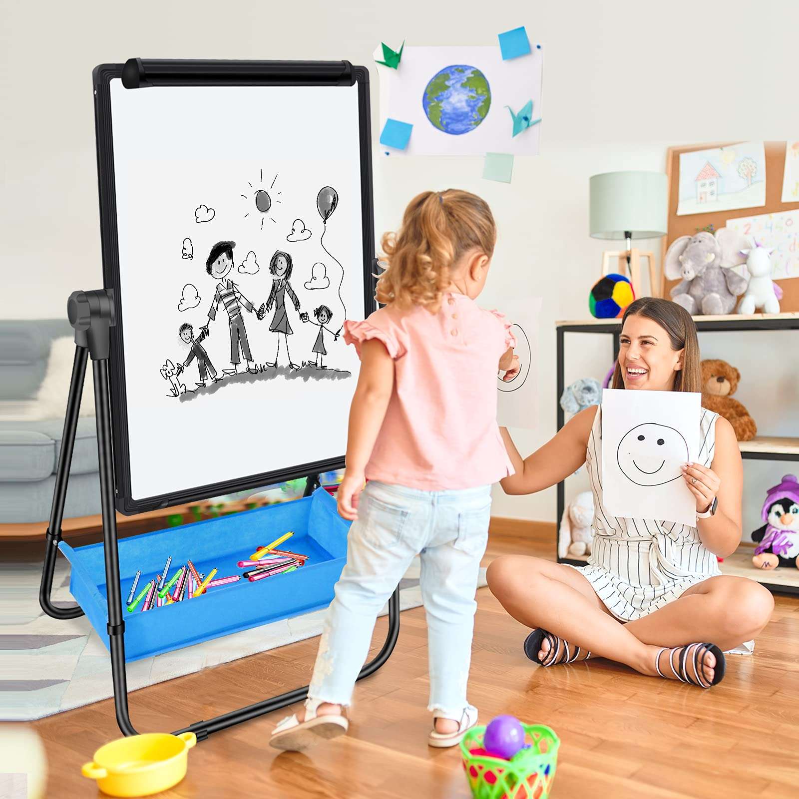 Magnetic Whiteboard with Stand - Double Sided 40"x28" Portable U Stand Easel Whiteboard, Height Adjustable & 360° Rotating Dry Erase Boards for Classroom, Home, Restaurant & Presentation 5