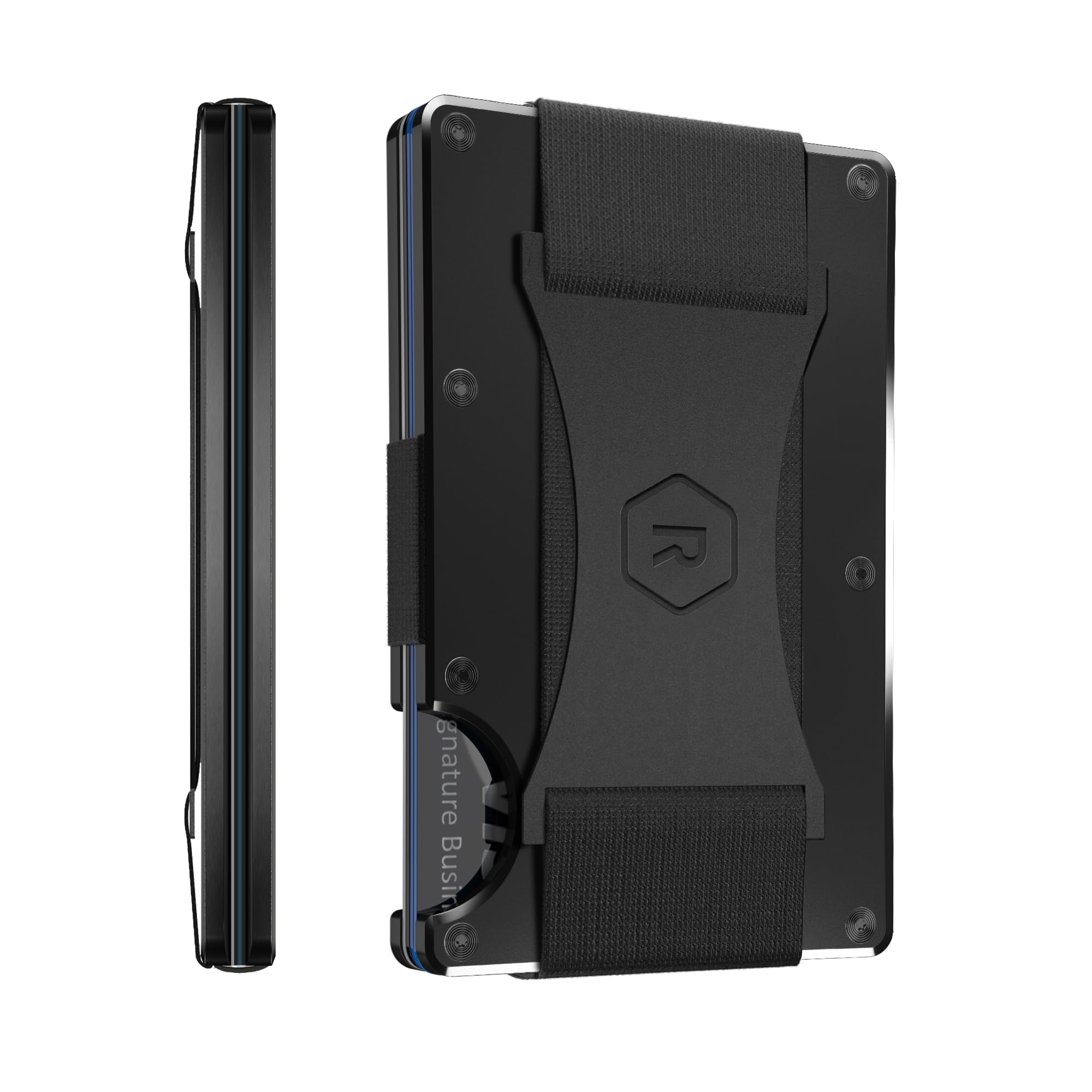Ridge Wallet for Men - Slim Minimalist Compact Wallet and Card Holder, RFID Protected Front Pocket Wallets for Men with Integrated Cash Strap (Royal Black) 1