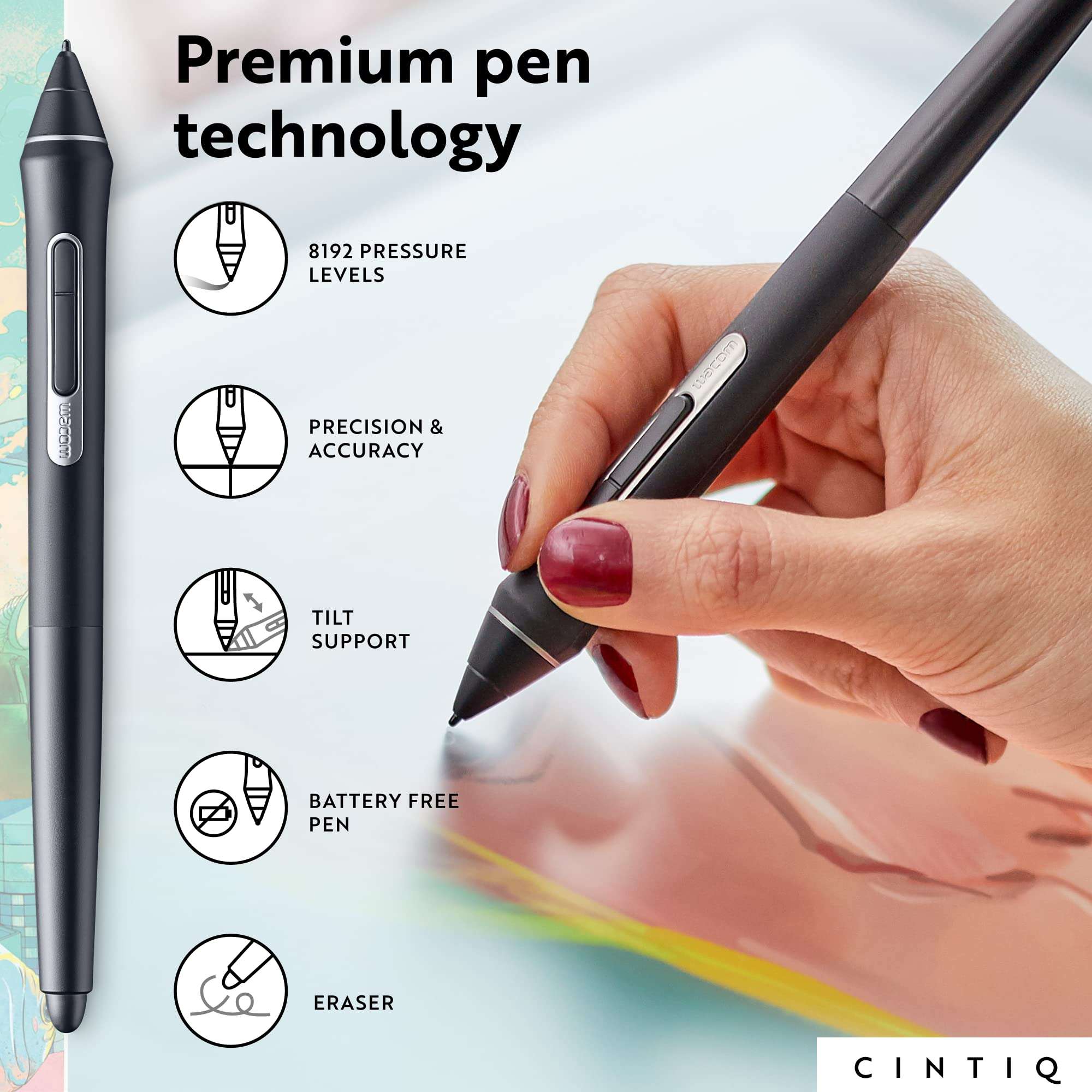 Wacom Cintiq 22 Drawing Tablet with Screen, 21.5" Full HD Display Graphic Arts Tablet Includes Pro Pen 2 w/ Tilt Response, Graphic Design Animation Display Pad for Mac, PC 6