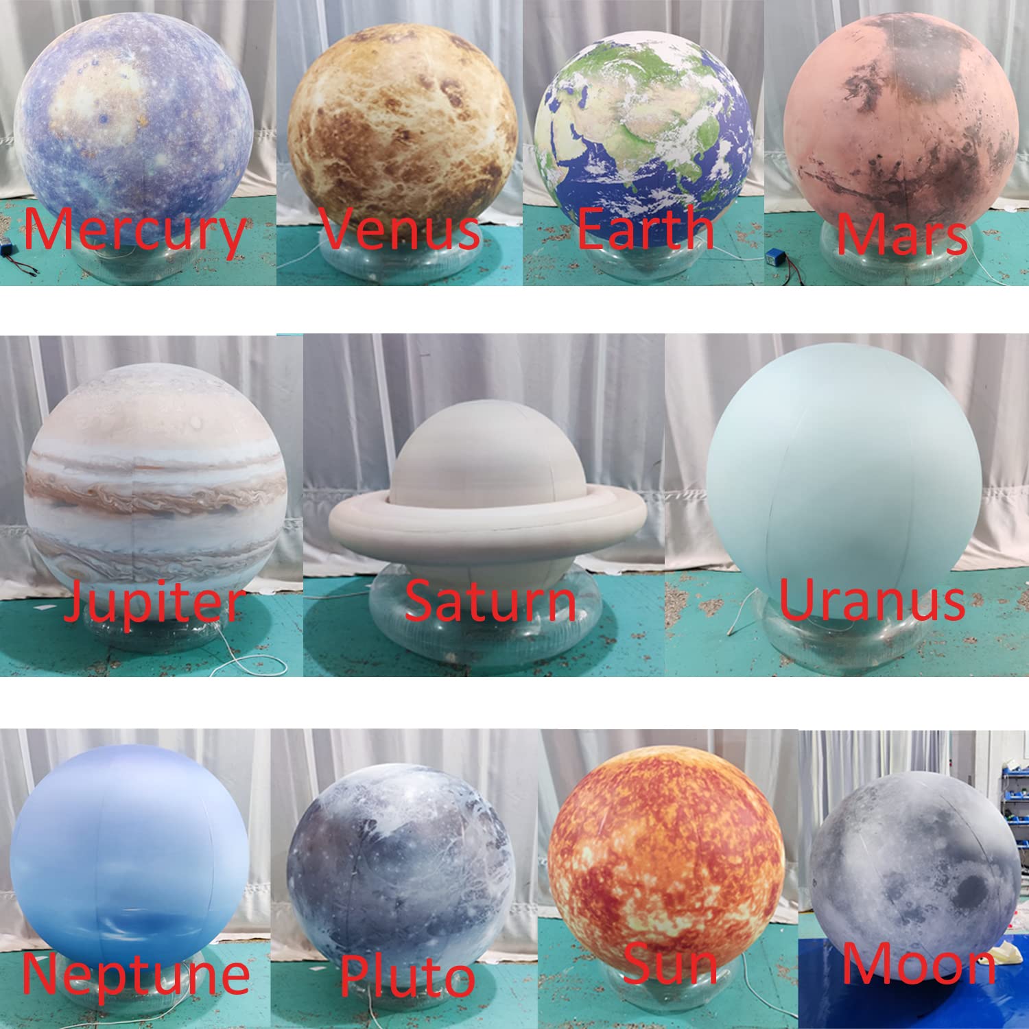Sayok 0.25mmPVC 60'' Large Inflatable Planets Solar System (Eight Planets + Pluto + Sun + Moon-11pcs) Inflatable Planet Balloons with Air Pump for Children Early Learning Toys Educational Institution 3