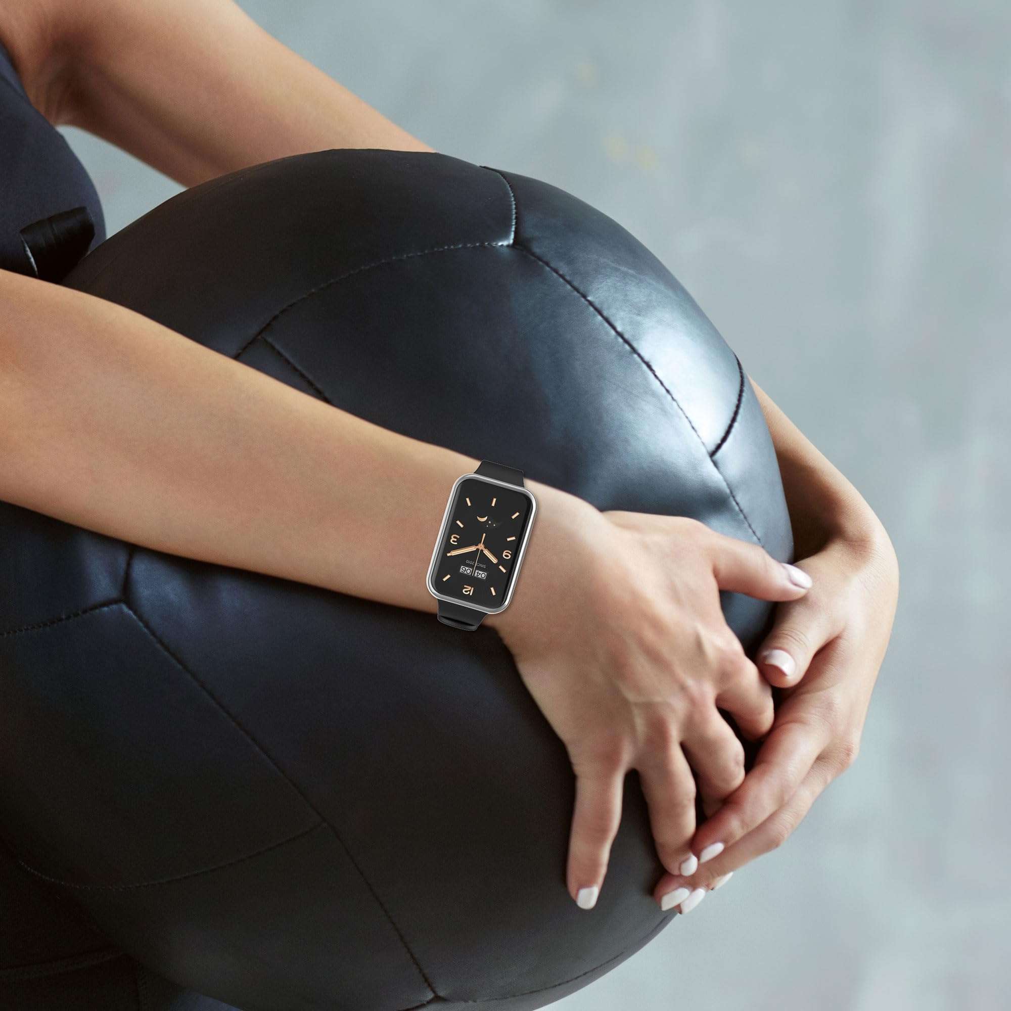 kwmobile Case Compatible with Xiaomi Mi Band 7 Pro Case - 2X TPU Silicone Fitness Tracker Cover - Black/Silver 3