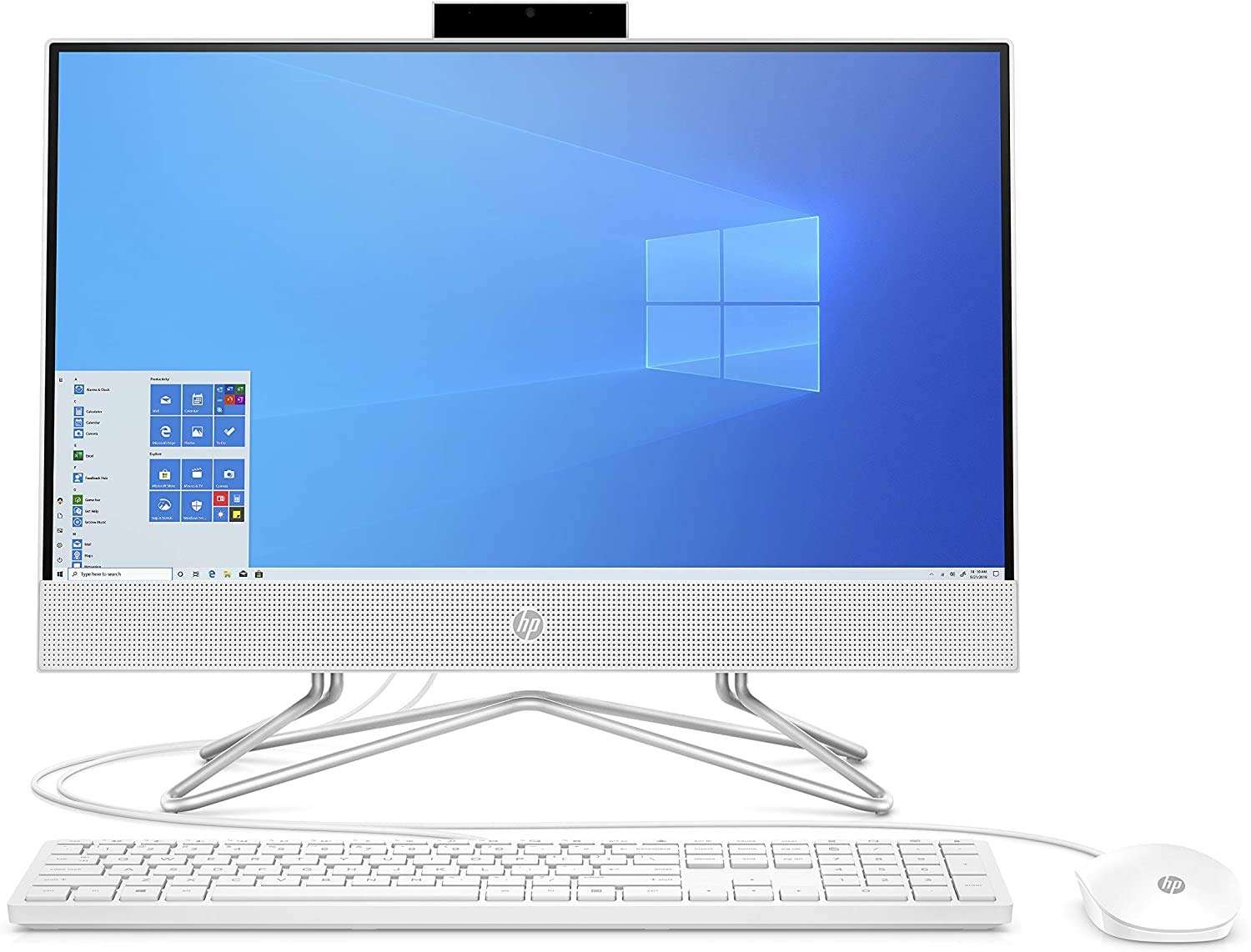 HP 2022 22'' All-in-One AIO FHD IPS Desktop Dual-Core AMD Athlon Silver 3050U 32GB DDR4 RAM 1TB M.2 NVMe SSD HDMI RJ45 WiFi AC BT Webcam Speaker DVD White Windows 10 Pro w/RE Accessories 1