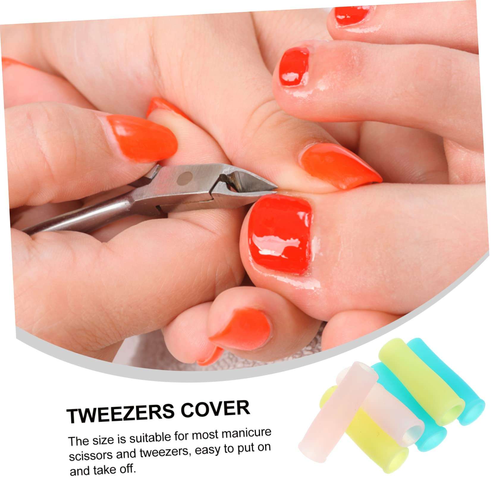 Housoutil 36 Pcs Dead Skin Shears Protective Case Tweezers Tip Sleeve Nail Art Scissors Tweezers Cover Manicure Tweezers Case Tweezers Tip Caps The Green Pink Nail Clippers Handle 4