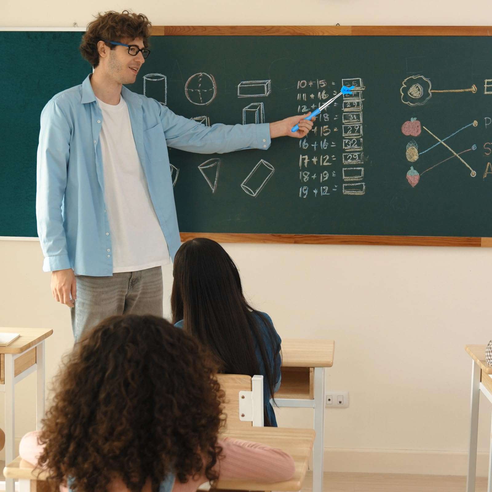 Telescopic Teachers Pointer - 5 Pcs Extendable Hand Pointer Stick, Mini Classroom Finger Pointer Stick for Elementary School Kindergarten and Teacher Supplies Interactive Learning 5 Colors 6