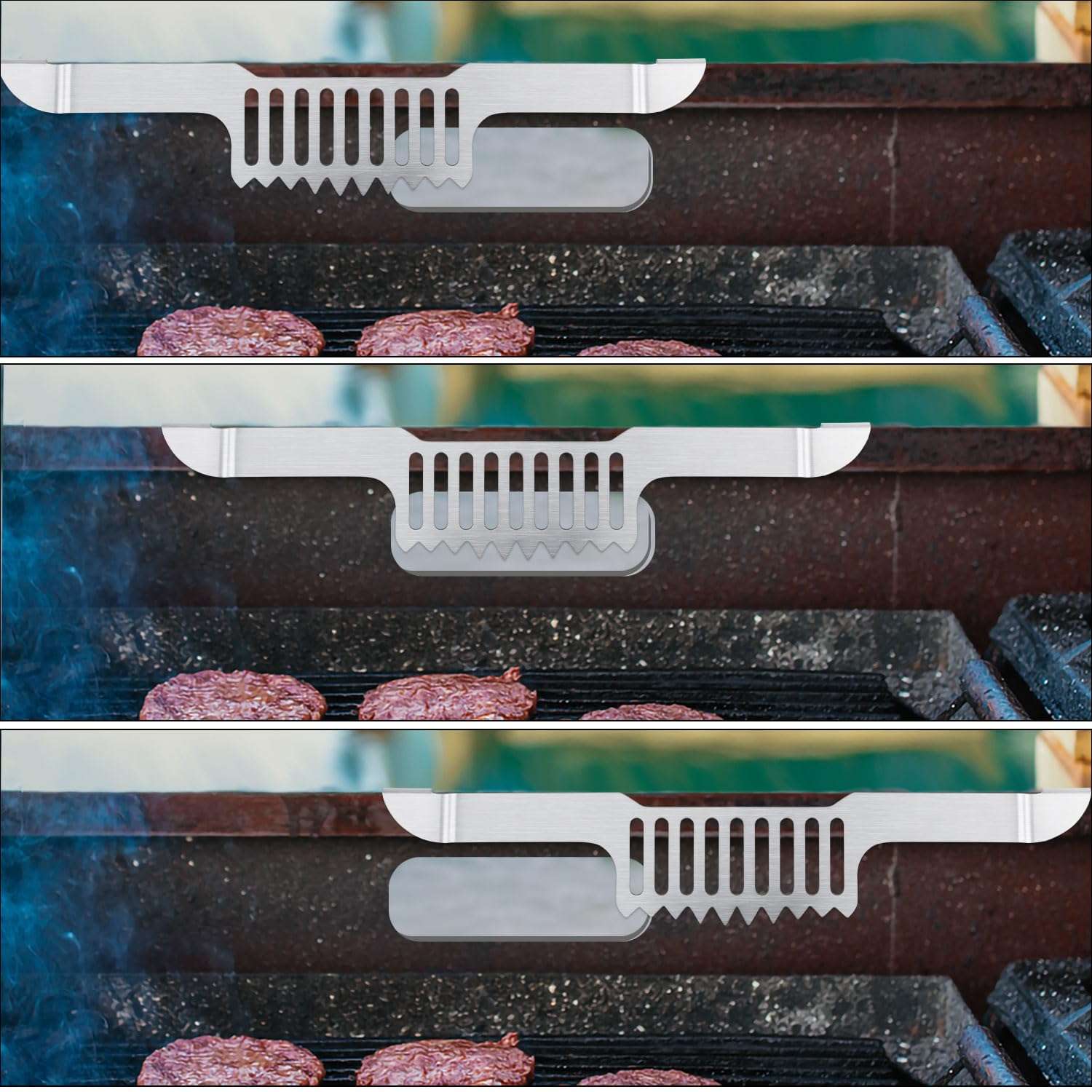 Griddle Spatula Holder for Blackstone Griddle, 11.81x2.36x0.79in Magnetic Design Stainless Steel Grease Grilling Grease Block Grease Gate Spatula Holder Barbecue Griddle Accessories Tool(Silver) 6