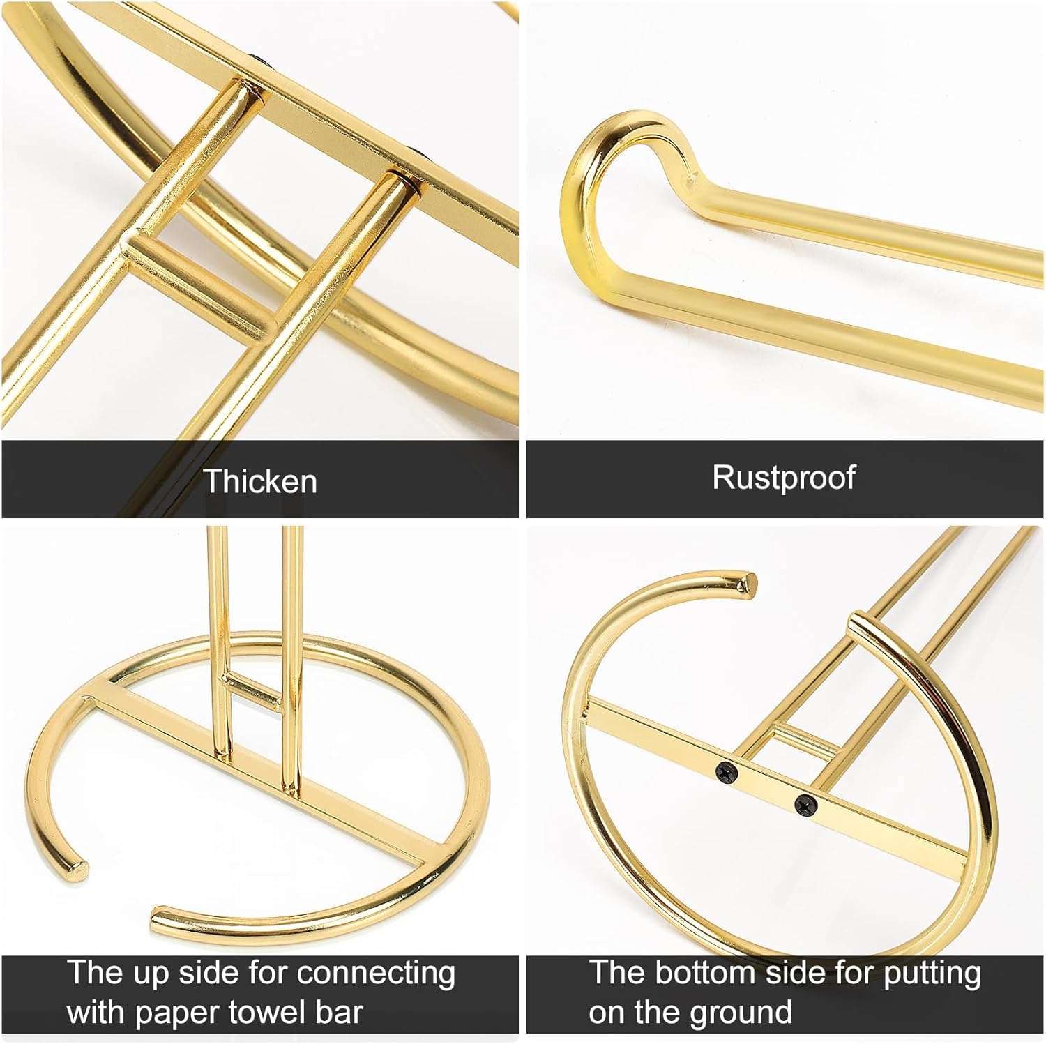 WOOD ART STORE Paper Towel Holder Countertop, Sturdy Paper Towel Stand Dispenser-All Metal, Standard Size for Table Countertop, Farmhouse, Living Room (Golden Finish) 6