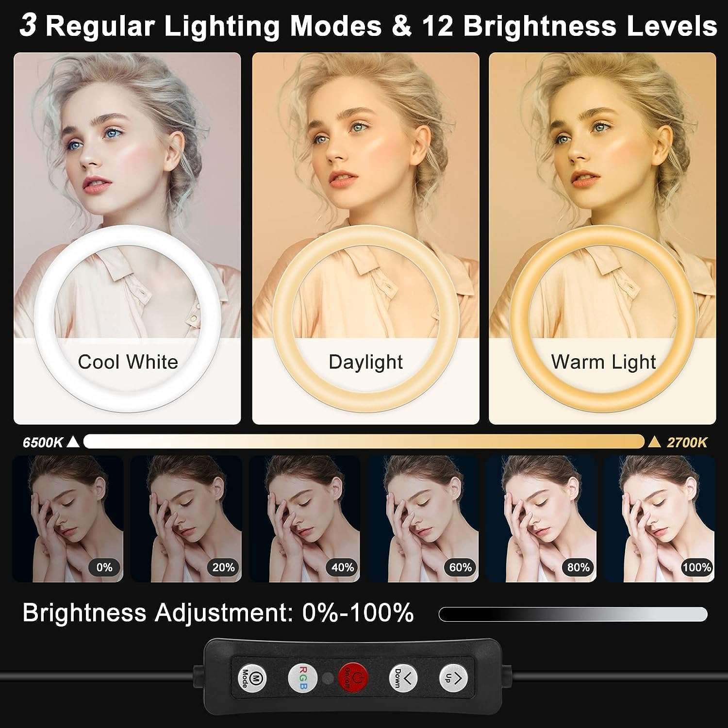 12" LED Ring Light with 62" Adjustable Tripod for iPhone, Camera & Live Streaming – Dimmable Lighting for Makeup, Video Recording, YouTube, TikTok, Photography 3