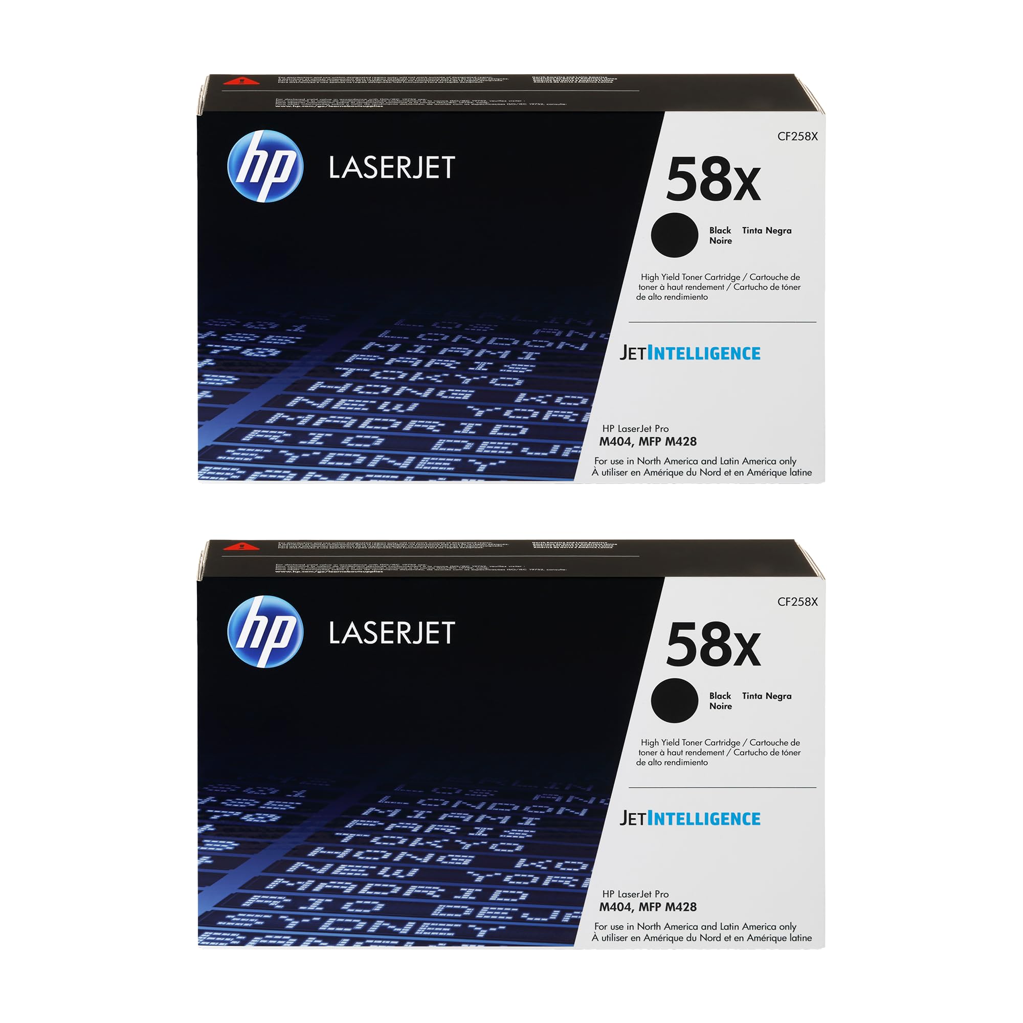 HP 58X Black High-Yield Toner Cartridge 2-Pack | Original Cartridge | Compatible LaserJet Enterprise M406dn, Enterprise MFP M430f, Pro M404 Series, M428 Series | CF258X | Each Cartridge