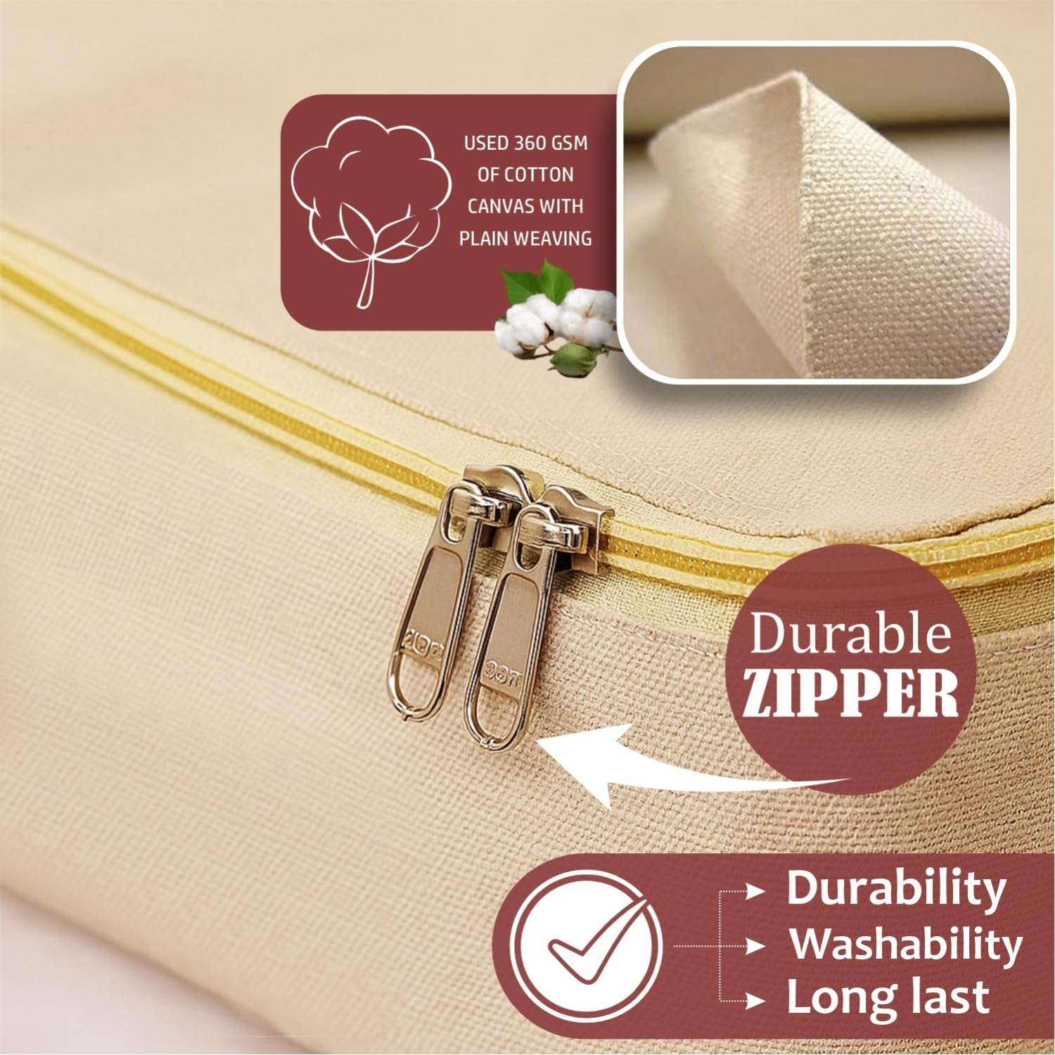 JD FRESH 4 Pcs Cotton Saree Cover for Wardrobe/Space Saving Bag with Zip Closure & Big Transparent Window/Wardrobe-Cupboard Organizer for Clothes/Bedsheets/Lehengas (17 X 14 x 7 Inch, Off White) 6