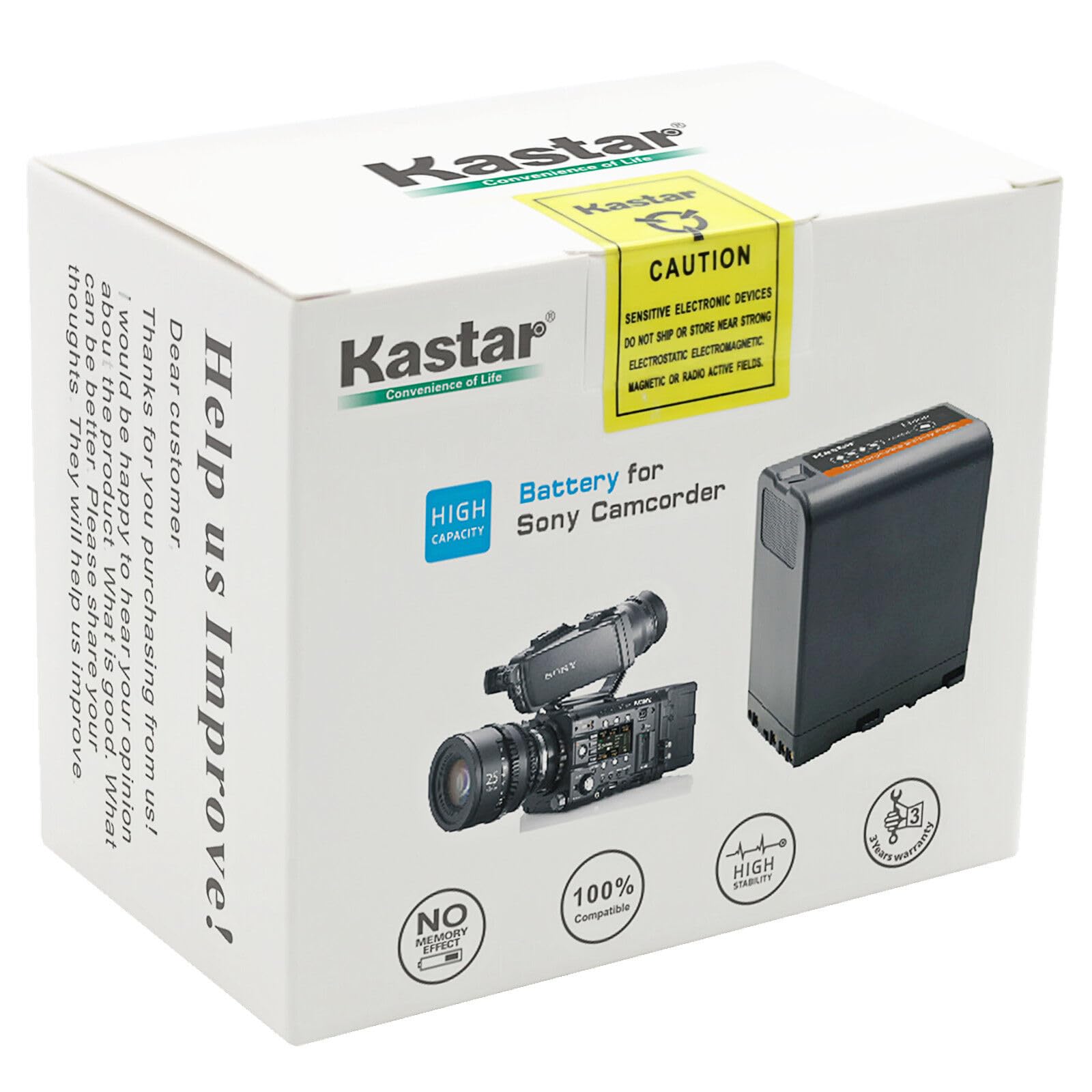Kastar 3-Pack BP-U60 Battery 14.4V 5800mAh Replacement for Sony PMW-F3, PMW-F3K, PMW-F3L, XDCAM EX, HD422, PHU-60K, ILME-FX6, PXW-FS5, PXW-FS5K, PXW-FS5M2, PXW-FS7, PXW-FS7K, PXW-FS7M2 Camera 3