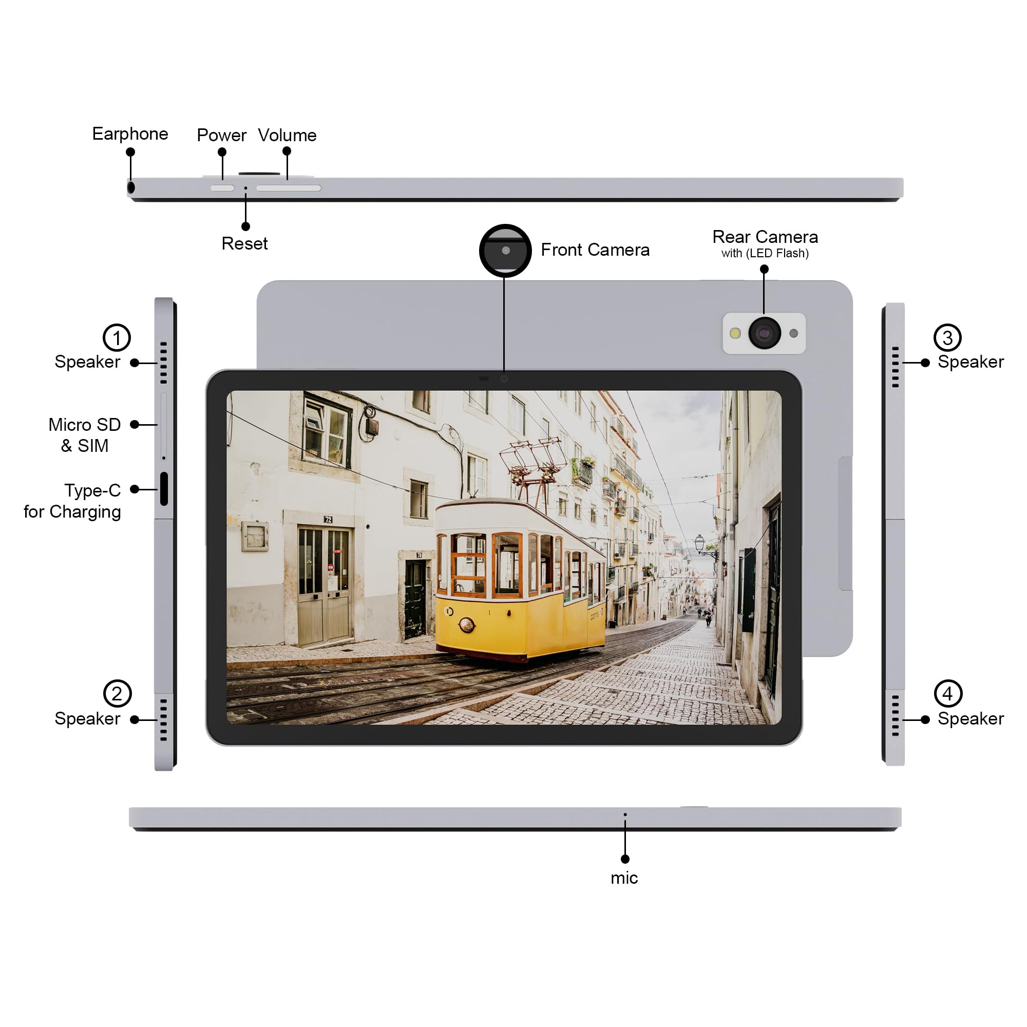 DOMO Slate SLP16 10.5- inch 2000 x 1200 LCD 4G Calling Tablet PC, Volte, Dual SIM Slots, 8GB RAM, 128GB Storage, 1TB Expandable, Octa Core CPU, GPS, Bluetooth, 4 Speakers (Grey) 6