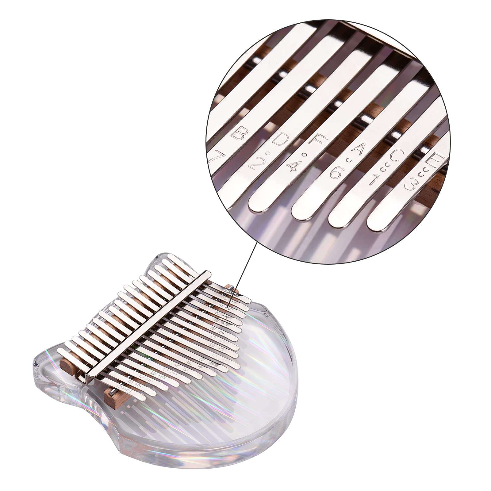 17 Keys Transparent Acrylic Thumb Piano Kalimba with Carry Case Tunin Hammer Stickers Cleanin Cloth Music Book 5