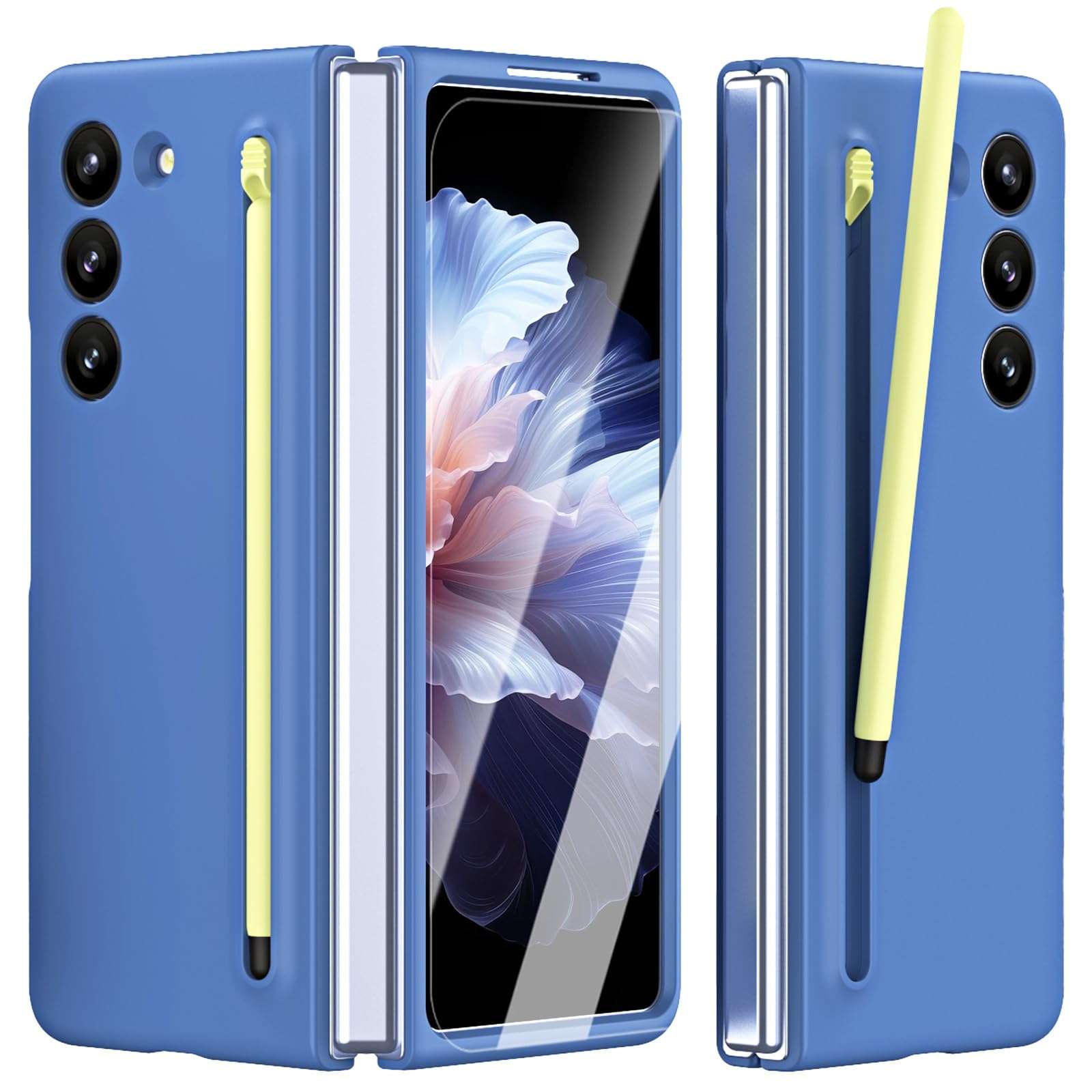 CCSamll for Samsung Galaxy Z Fold 6 Case with Screen Protector & S Pen Holder, Slim Full Body Shockproof Protective Phone Cover Case with Glass Film for Samsung Z Fold 6 FL Blue 1