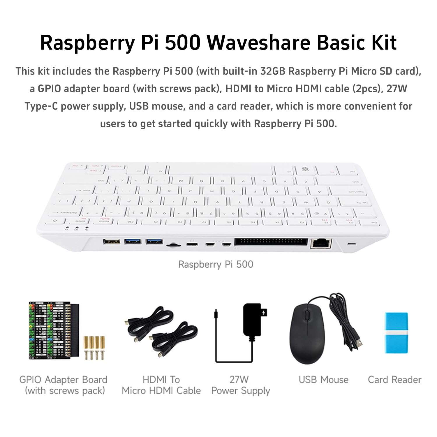 KLAYERS Pi 500 Keyboard Host - American Layout, Compact Design with Integrated RPi 5, Quad-Core 64-bit ARM Processor, RP1 I/O Controller, Dual 4K Output, Built-in Aluminum Heat Sink 6
