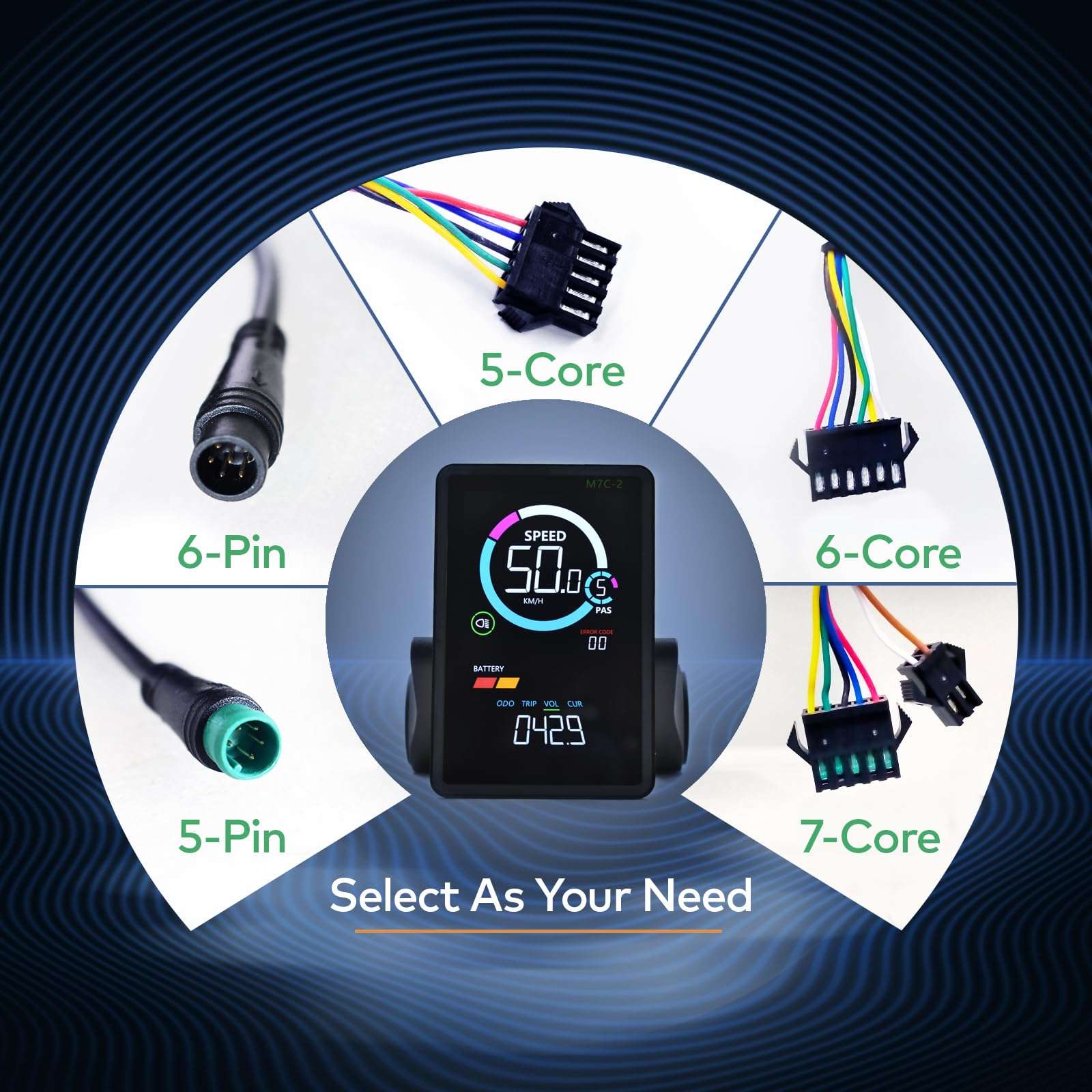 Mcezdy Ebike Display, UART No. 2 Protocol, 24V-60V ABS Colorful Cycling Computer with Charging Port for Mobile Devices, Vertical Ebike LCD Display to Enrich Cycling Journey 6
