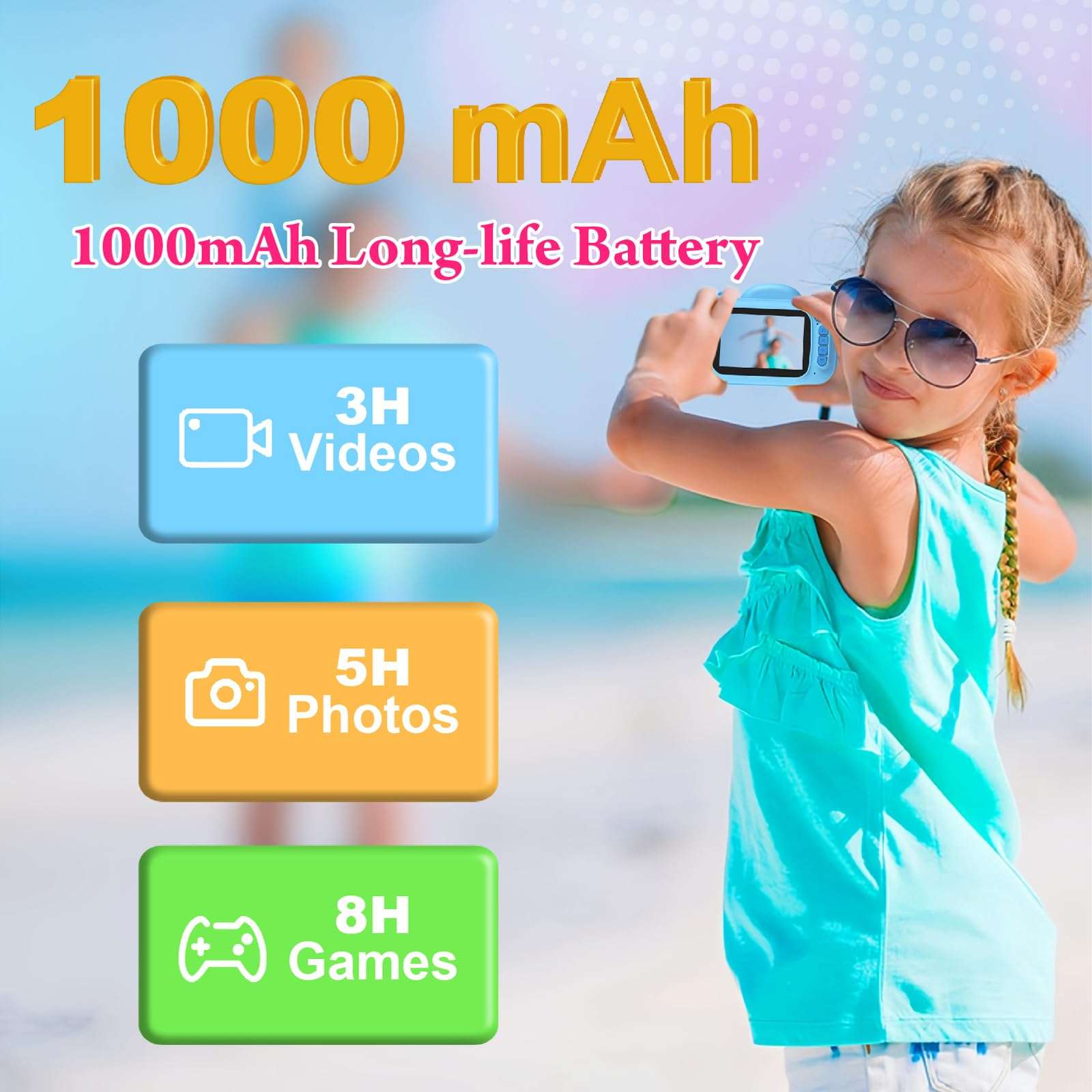 Kids Camera Instant Print, 3.5'' Kids Digital Camera Instant with 1080P HD Photos & Videos, Christmas Birthday Gifts for Girls Boys Age 3-12 (Blue) 6