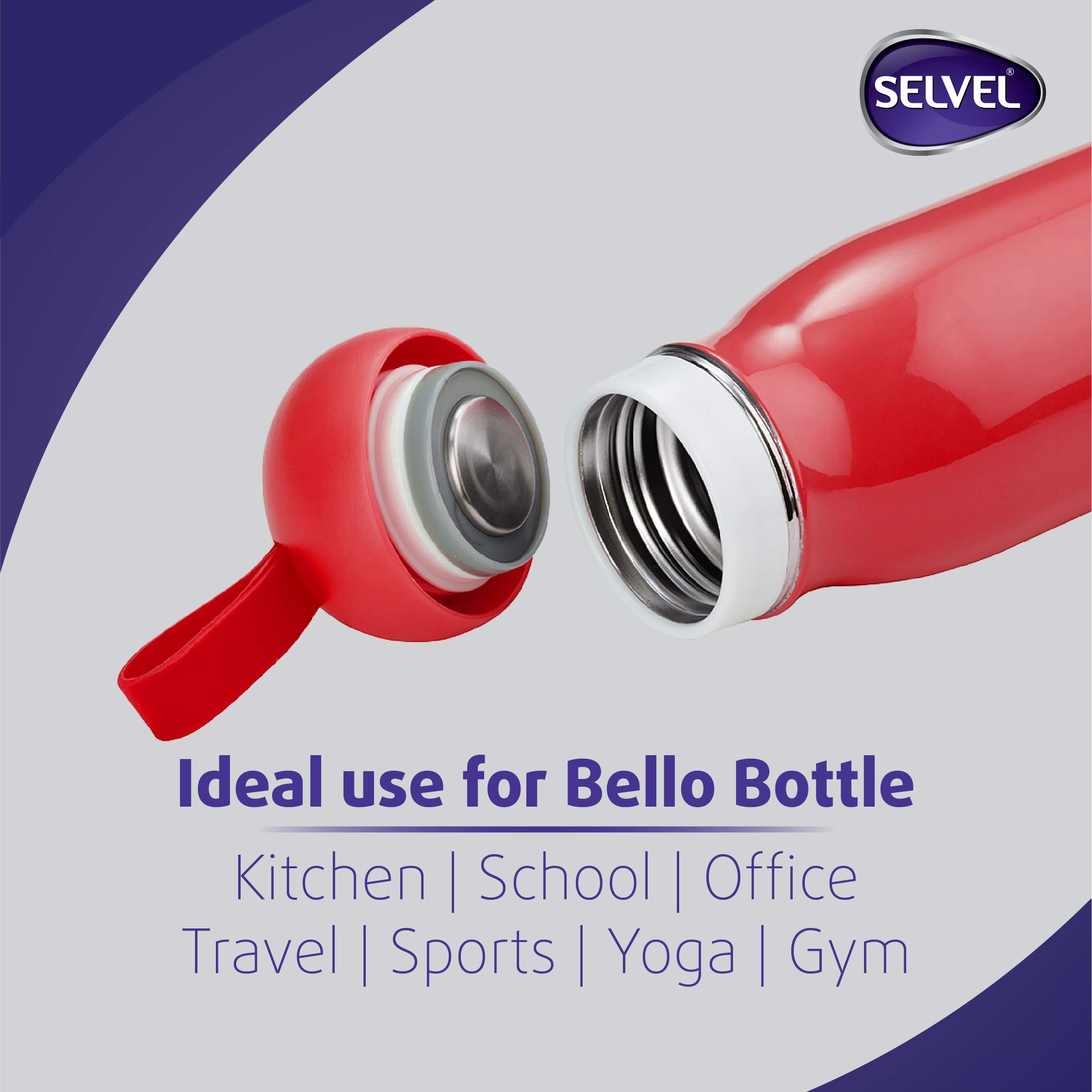 Selvel Stainless Steel Water Bottle for 12 Hours Hot & Cold Water/Beverages | Thermosteel Double Wall Vacuum Insulated Stainless Steel Water Bottle | BPA Free & Leak Proof - 600 ML (Crimson Red) 6