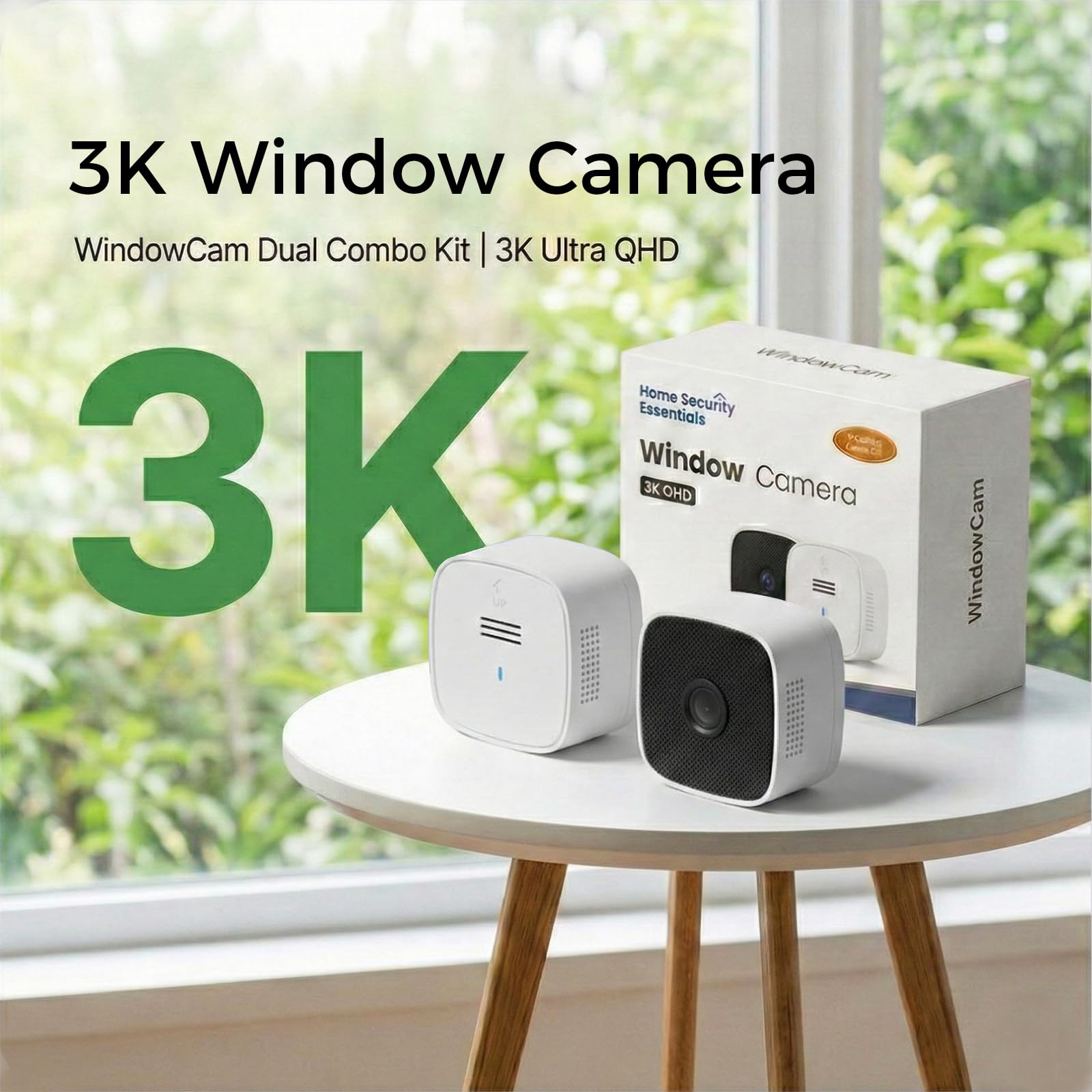 2 Pack 5MP 3K Window Camera-2.4G&5G WiFi Window Cameras for Home Security Indoor & Outdoor Monitoring with SpectraVivid AI Color Night Vision, Motion Detection, Works w/Alexa & Google Assistant D1 4