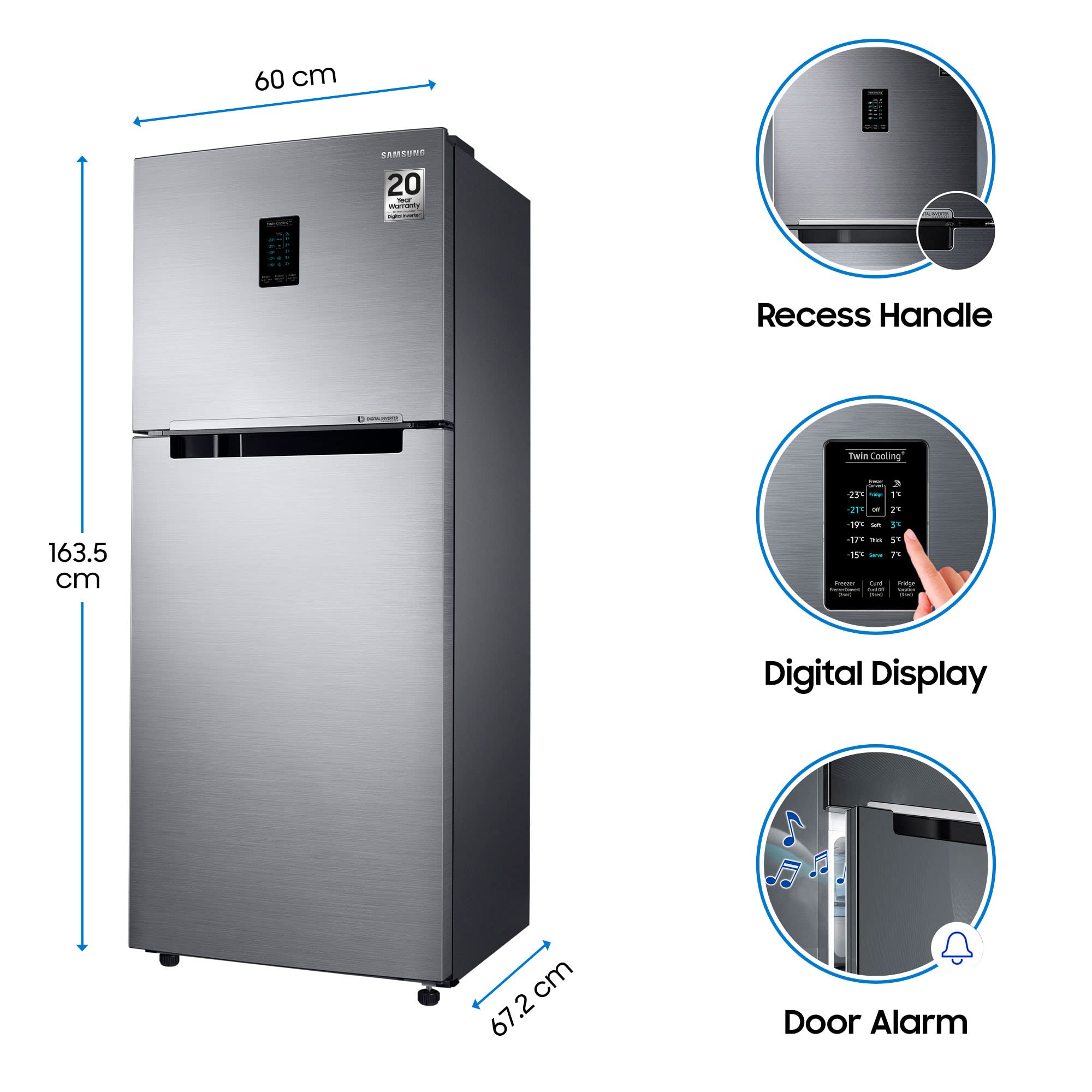 Samsung 324 L 3 Star Inverter Frost Free Double Door Refrigerator (RT34T4513S8/HL, Convertible 5In 1, Elegant Inox) 4
