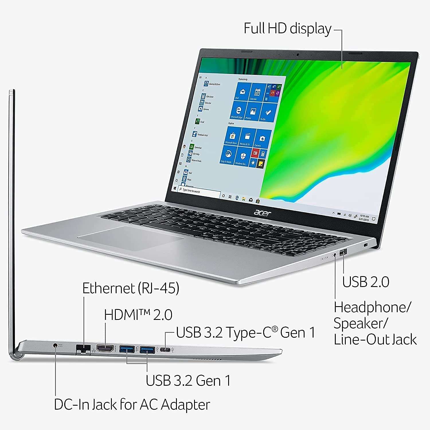 Acer Aspire 15.6" FHD Laptop Intel Core i3-1115G4 (up to 4.1GHz), 20GB RAM 1TB NVMe SSD, WiFi 6 USB-A&C Webcam HDMI, Windows 11 Home, GM Accessories 3